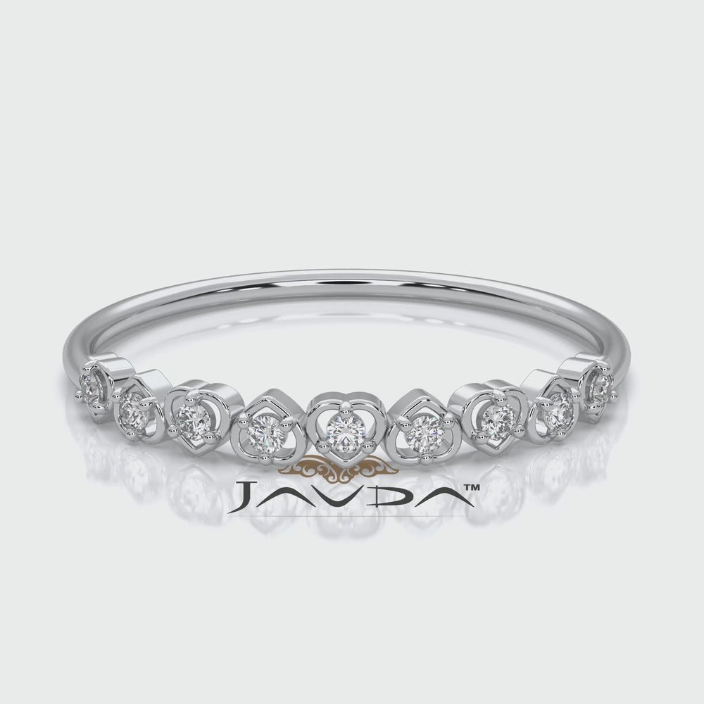 Alternating Round Cut Lab Diamond Prong Set Heart Fashion Ring 0.06ctw.