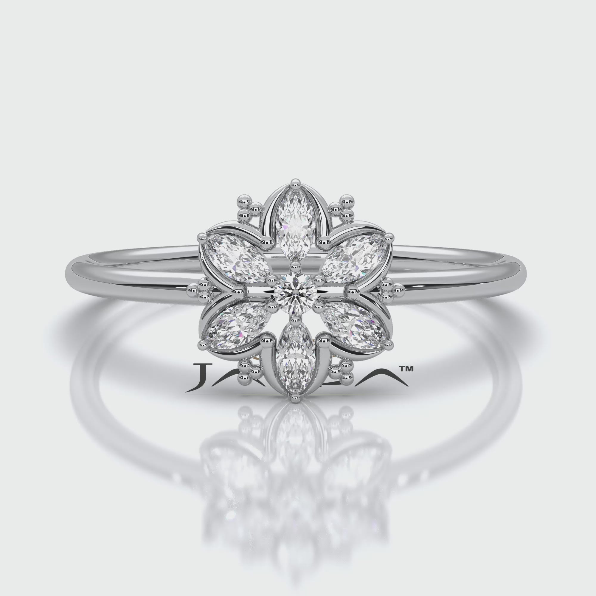 Minimalist Flower Fashion Lab Diamond Engagement Ring 0.15ctw.