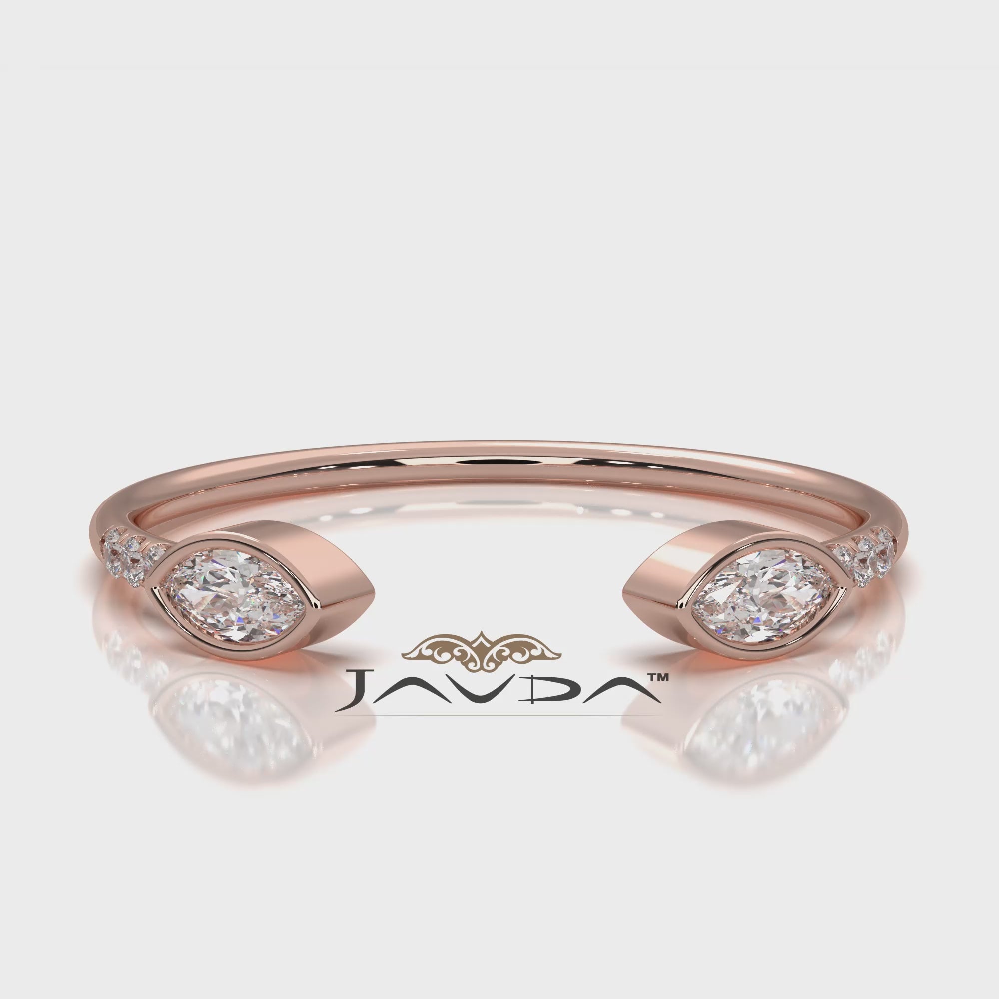 Minimalist Marquise Shape Open Lab Diamond Fashion Ring 0.13ctw.