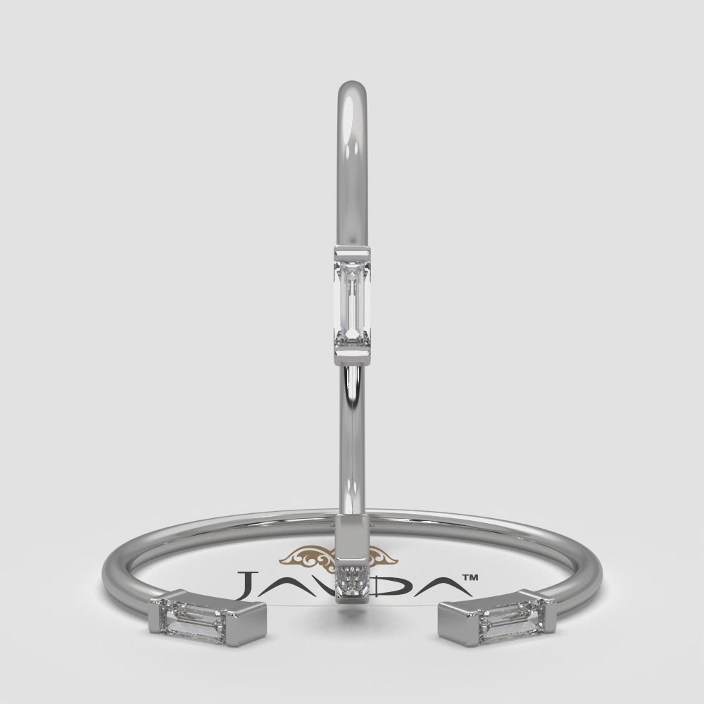 Baguette Lab Diamond Open Shank Cuff Ring 0.06ctw.