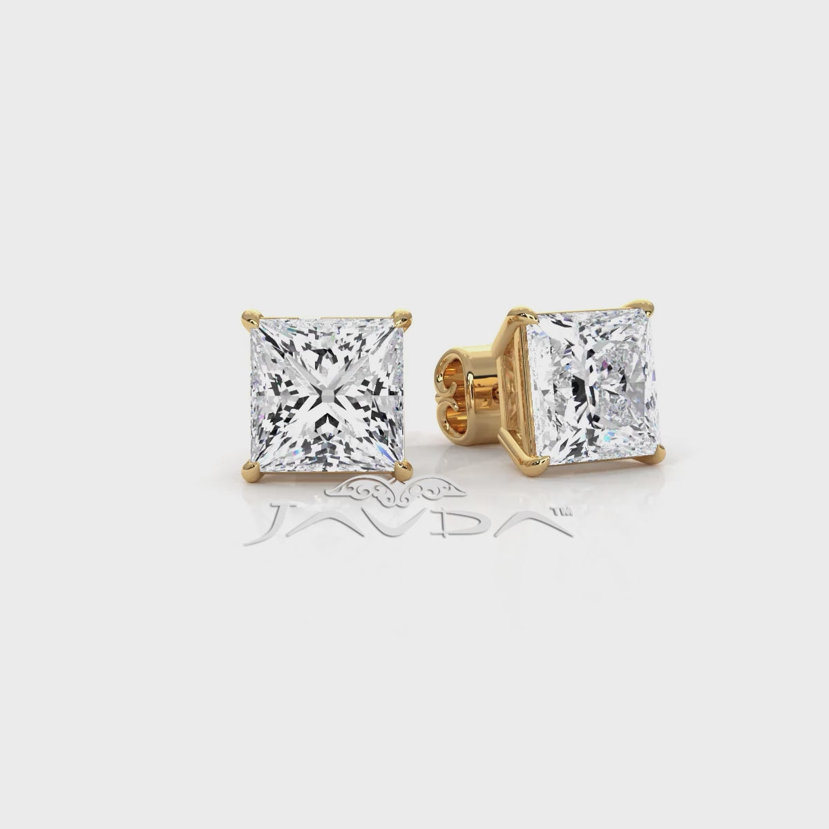 Princess Lab Grown Diamond Stud Earring IGI Certified in 14k White Gold 6 Ctw.