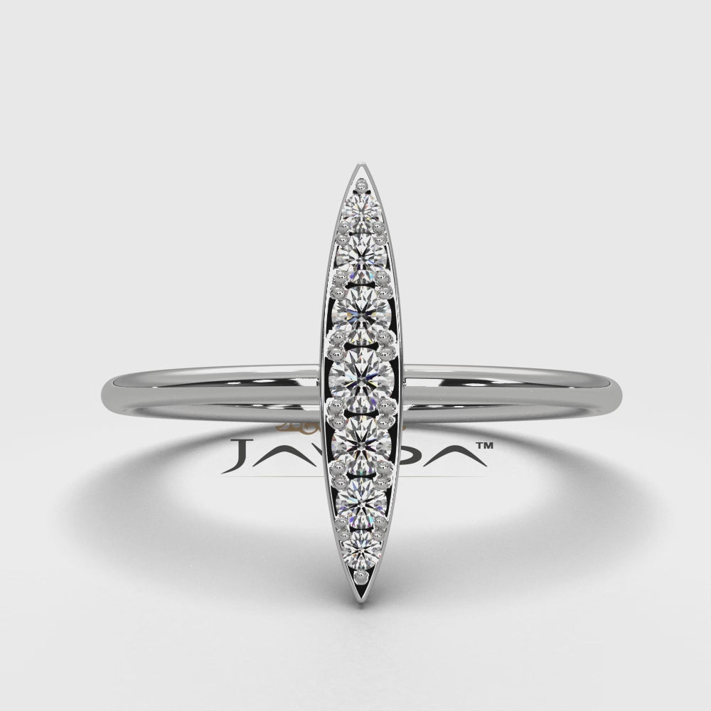 Fashionable Marquise Shape Pave Set Dainty Lab Diamond Ring 0.16ctw.