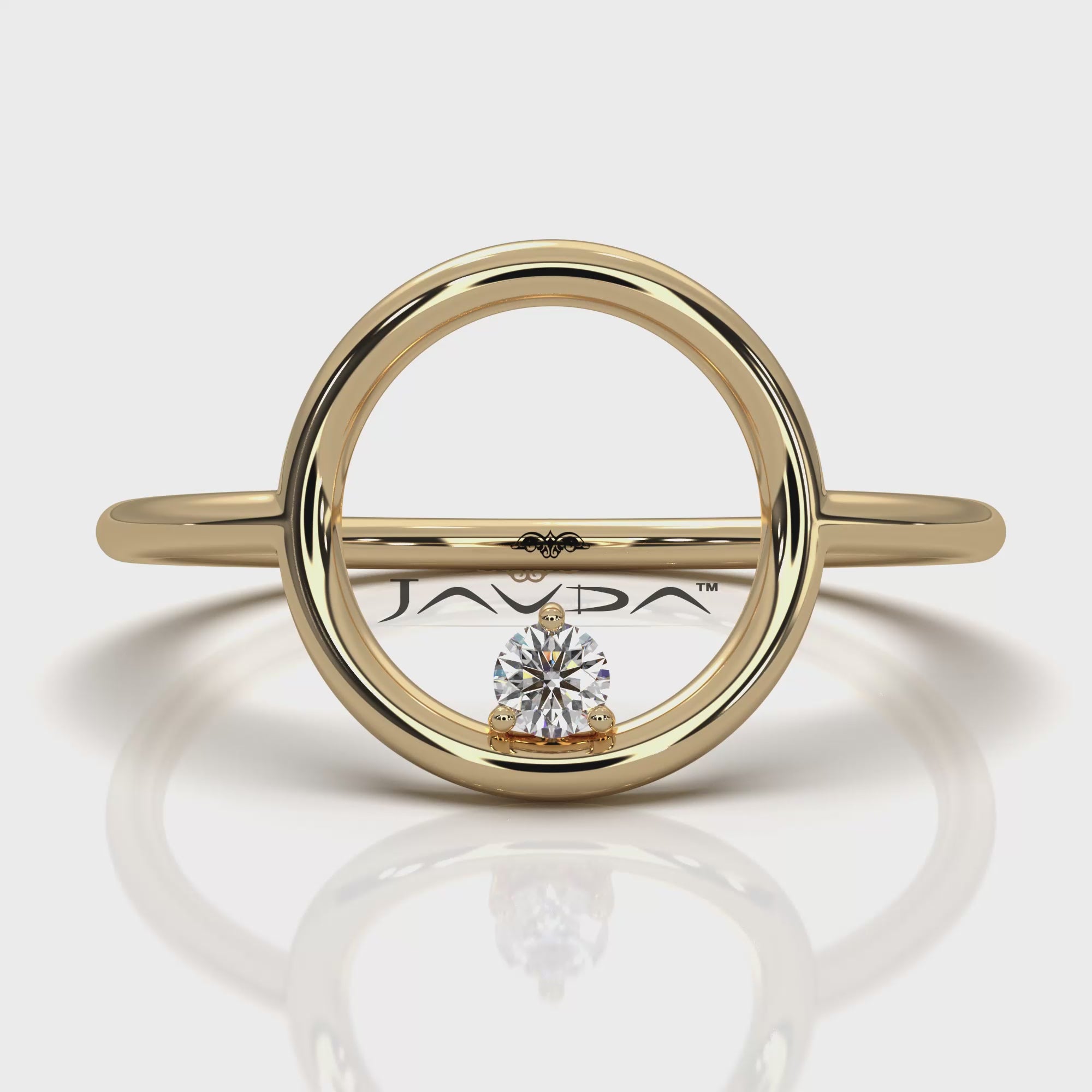 Sleek Open Circle Minimalist Round Lab Diamond Designer Ring 0.04ctw.