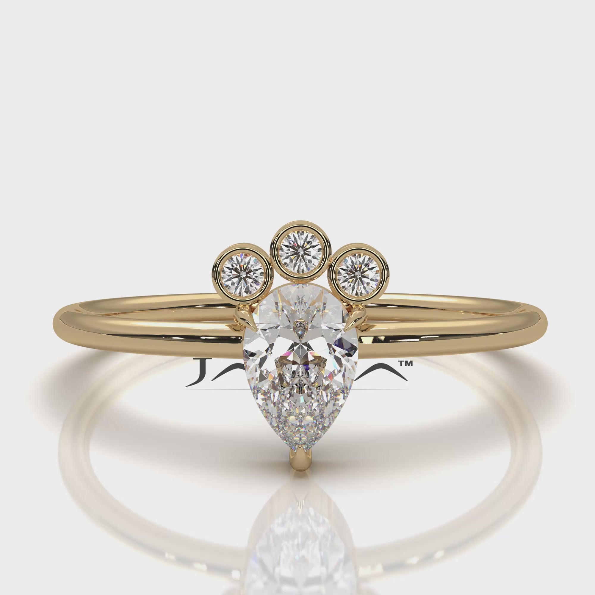 Snow Owl Women's Fashion Pear Lab Diamond Anniversary Ring 0.39ctw.