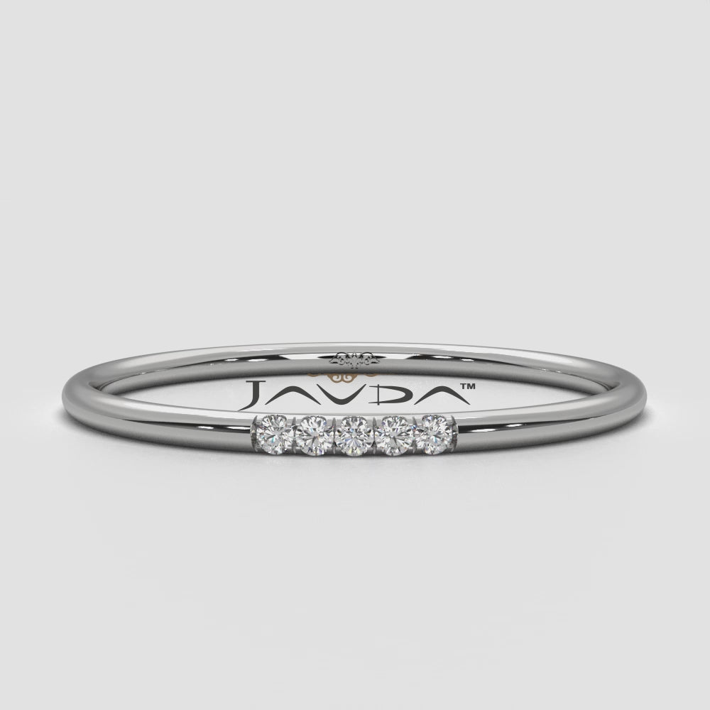 Sleek And Slim 5 Stone Round Lab Diamond Fashion Ring 0.03ctw.