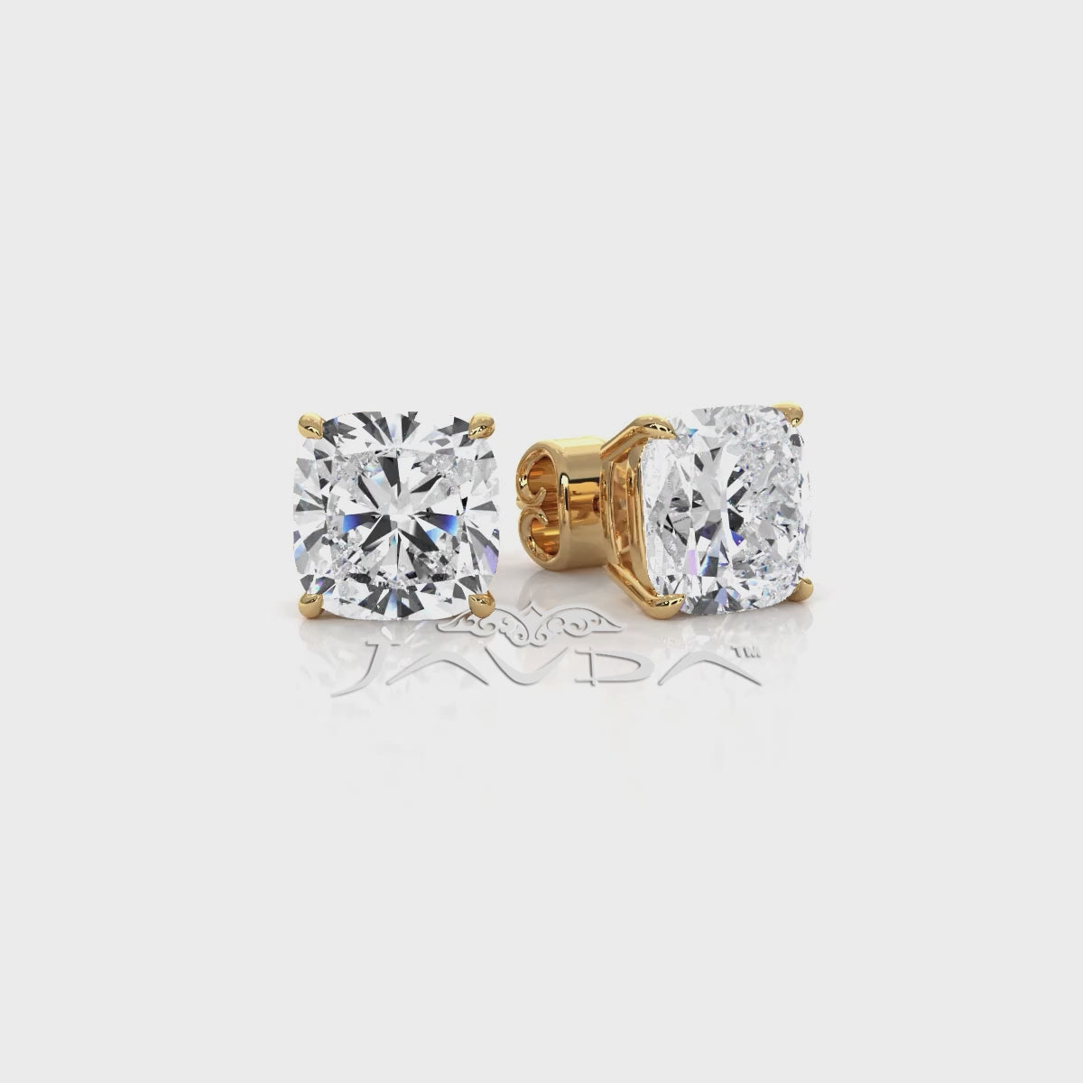 Cushion Lab Grown Diamond Stud Earring IGI Certified in 14k White Gold 6.02 Ctw.