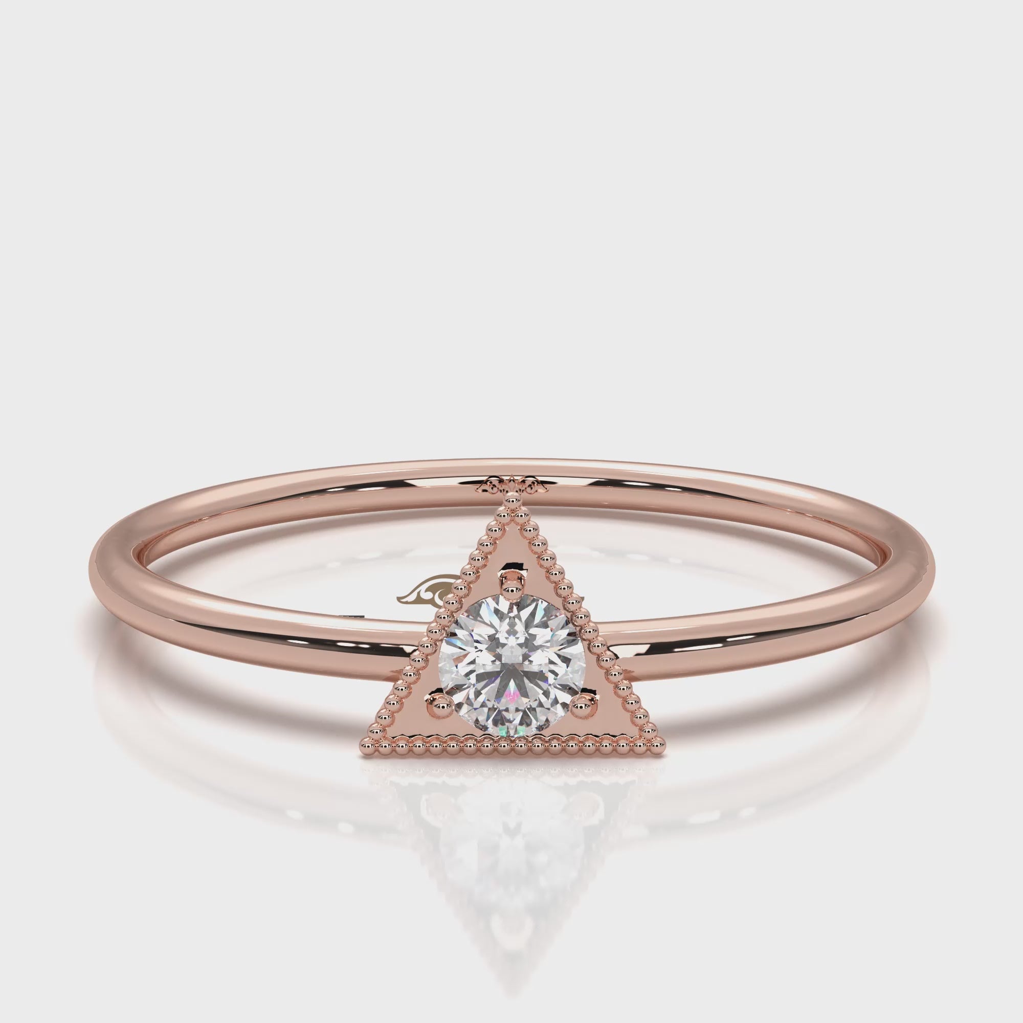 Triangle Milgrain Round Lab Diamond Fashion Anniversary Ring 0.10ctw.