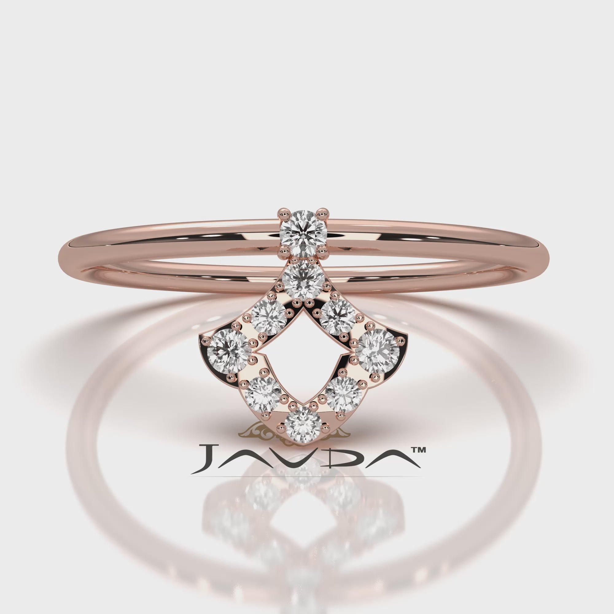 Minimalist Kite Shape Round Cut Lab Diamond Fashion Ring 0.1ctw.