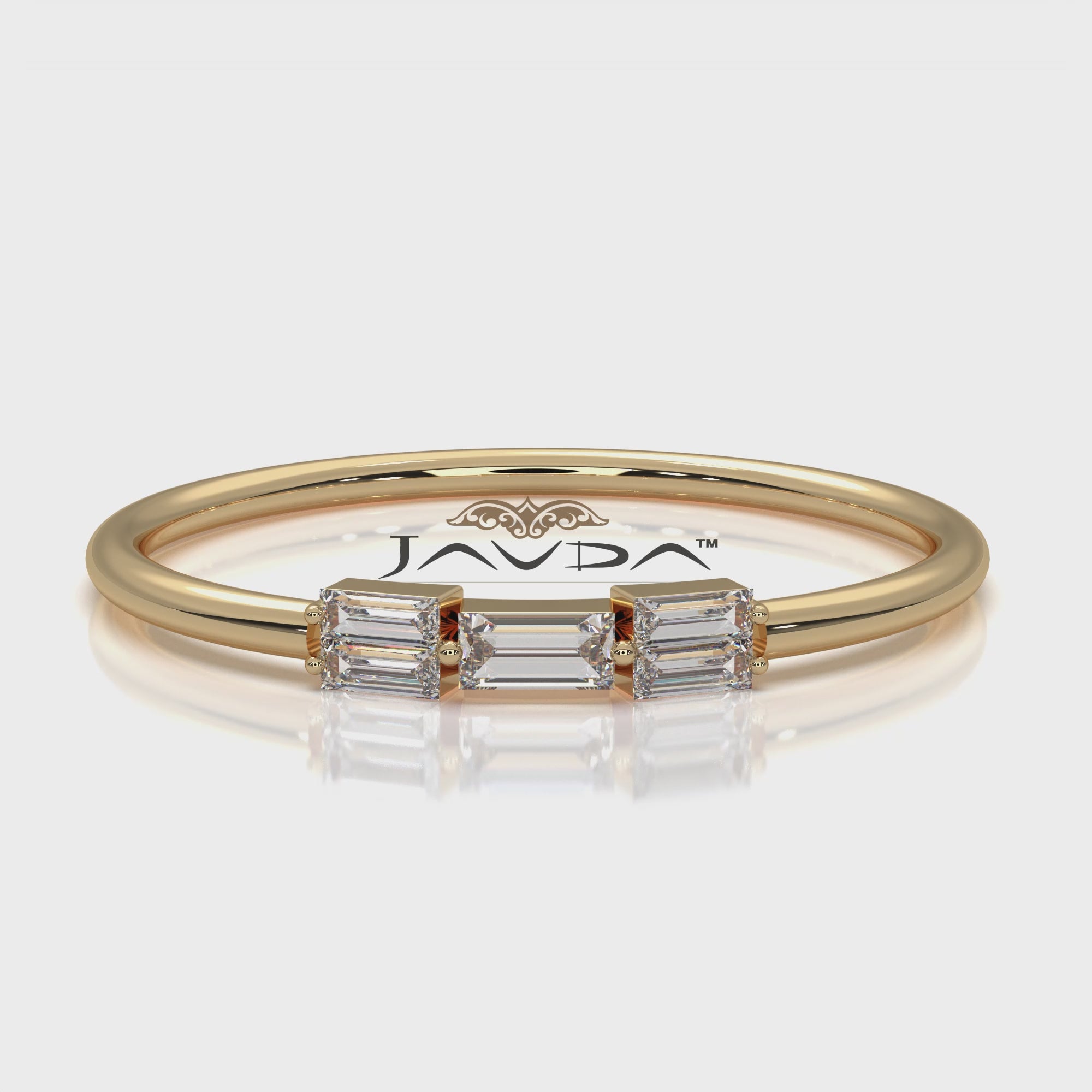 High Polished Slim and Sleek Stackable Baguette Lab Diamond Ring 0.11ctw.