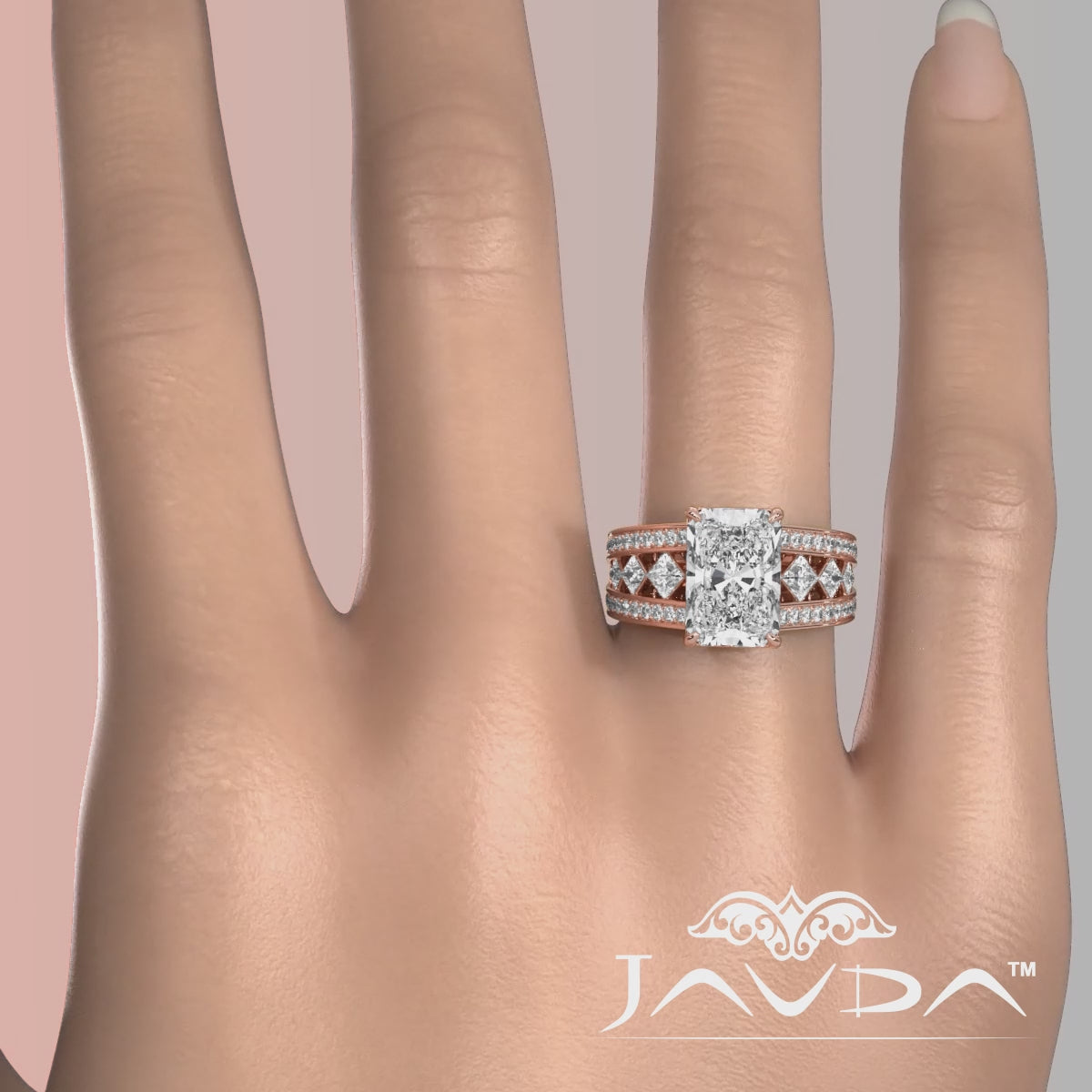 Emerald Cut Lab Grown Diamond Engagement Ring 4.25 Ct IGI Certified with Side Stones