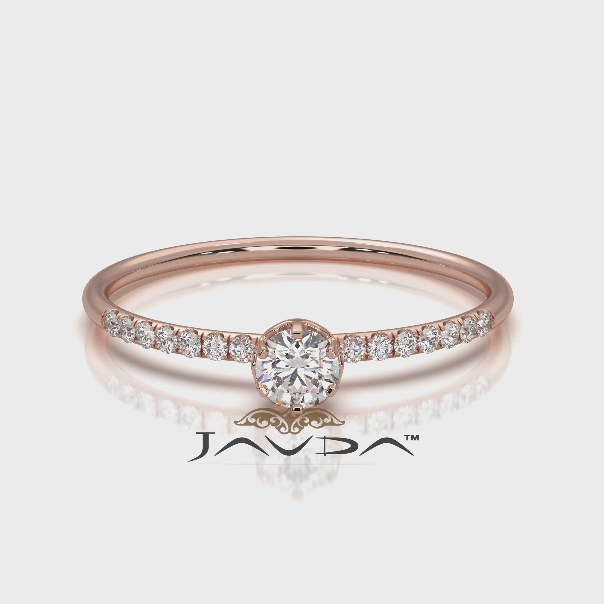 Classic French U Cut Pave Set Round Lab Diamond Fashion Ring 0.19ctw.