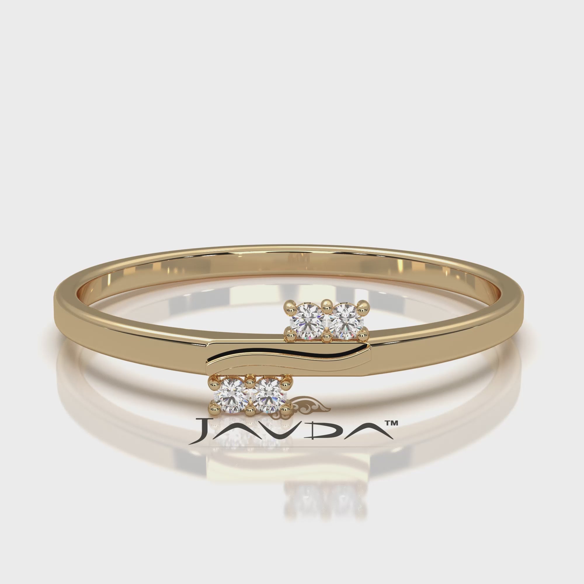 Stackable 4 Stone Round Lab Diamond Swirl Wedding Ring 0.03ctw.