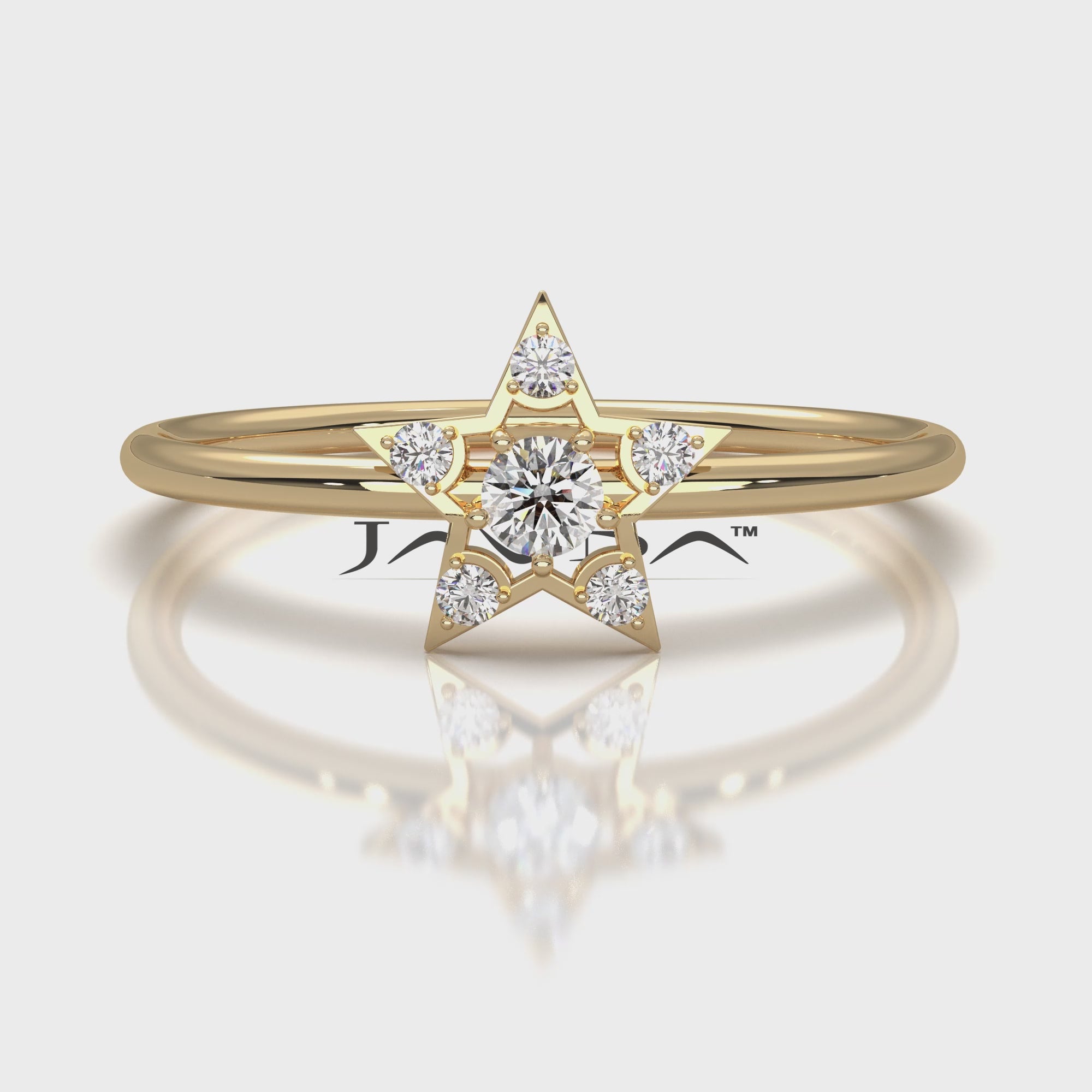 Star Shape Light Weight Round Lab Diamond Fashion Ring 0.12ctw.