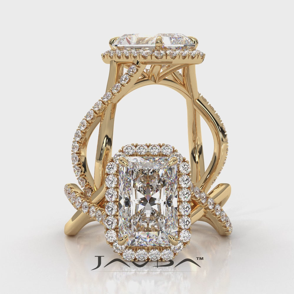 Twisted Halo XOXO Style Lab Grown Diamond Engagement Ring IGI Certified 3.70 Ctw.