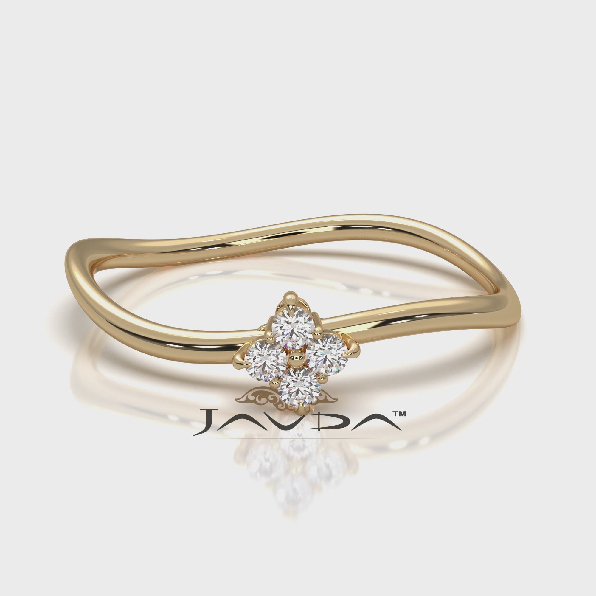 Floral Design Minimalist Prong Set Round Lab Diamond Fashion Ring 0.07ctw.