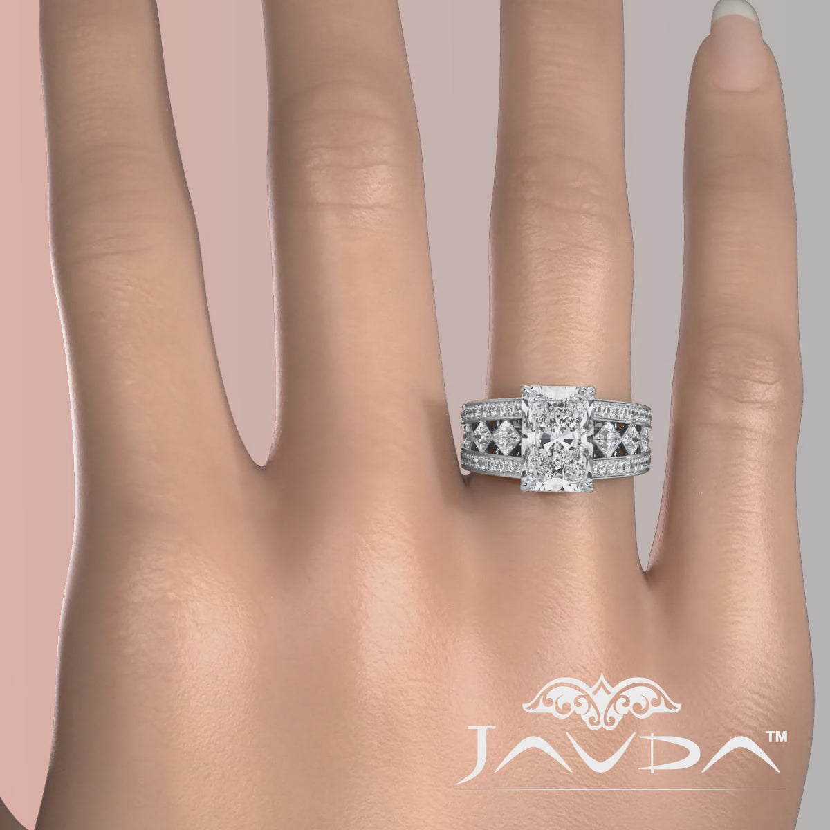 Emerald Cut Lab Grown Diamond Engagement Ring 4.25 Ct IGI Certified with Side Stones