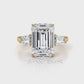 3 Stone Emerald Lab Grown Diamond Engagement Ring IGI Certified 14k White Gold 2.61 Ctw.