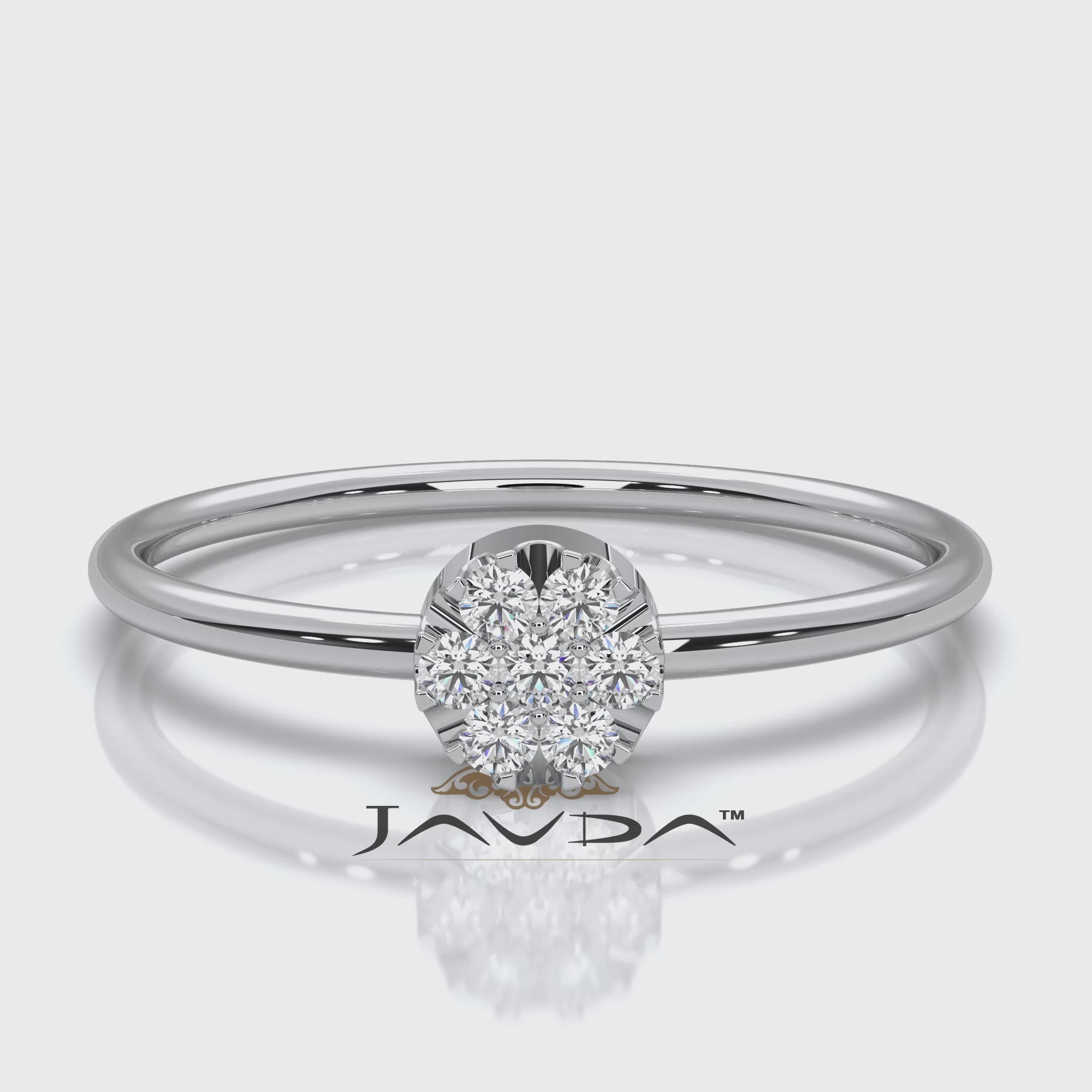 Unique Cluster Round Lab Diamond Prong Set Promise Ring 0.09ctw.