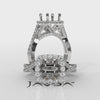 Halo U Cut Prong Set Lab Grown Diamond Engagement Ring Round Semi Mount 1.10 Ct.