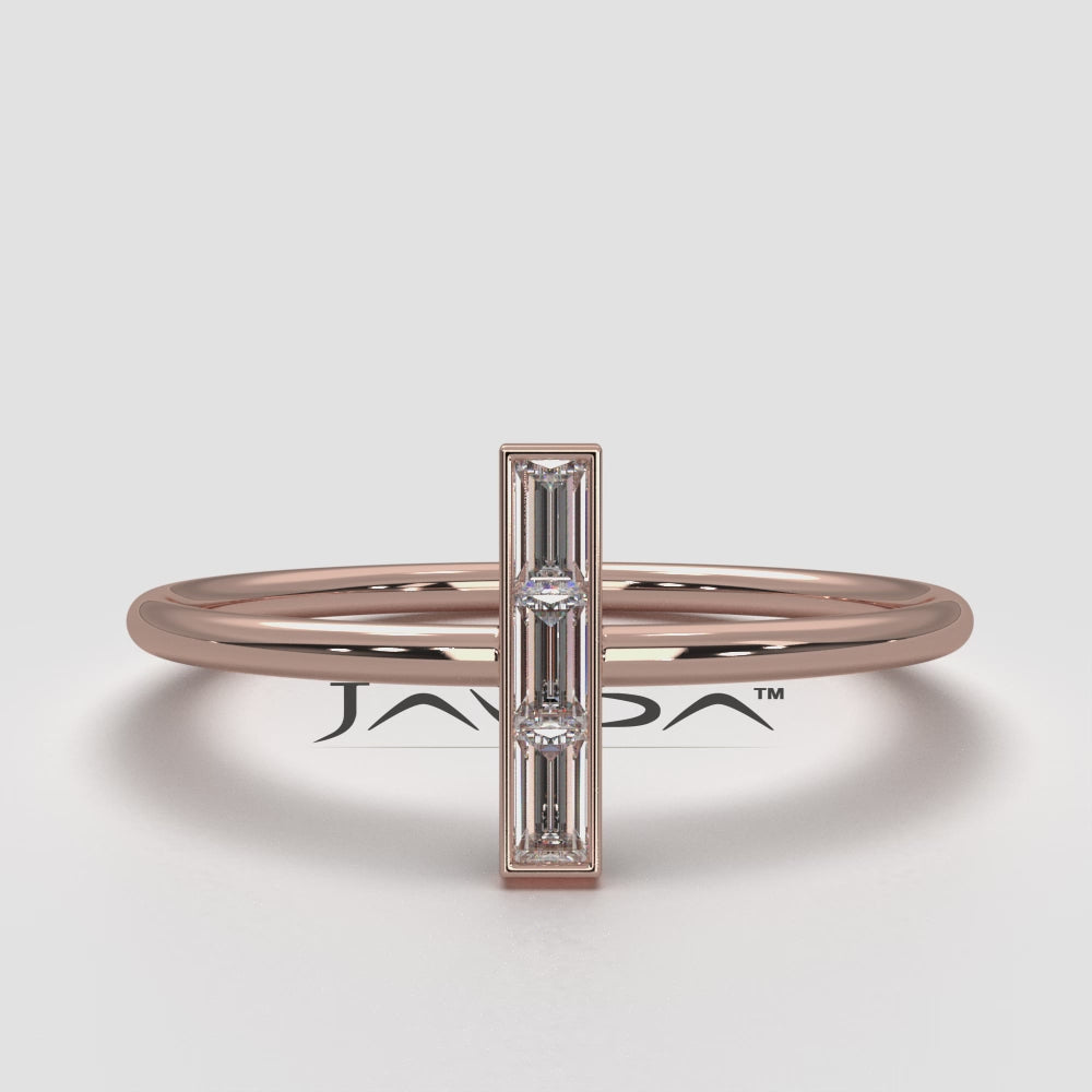 Vertically Set baguette Lab Diamond Fashion Ring 0.13ctw.