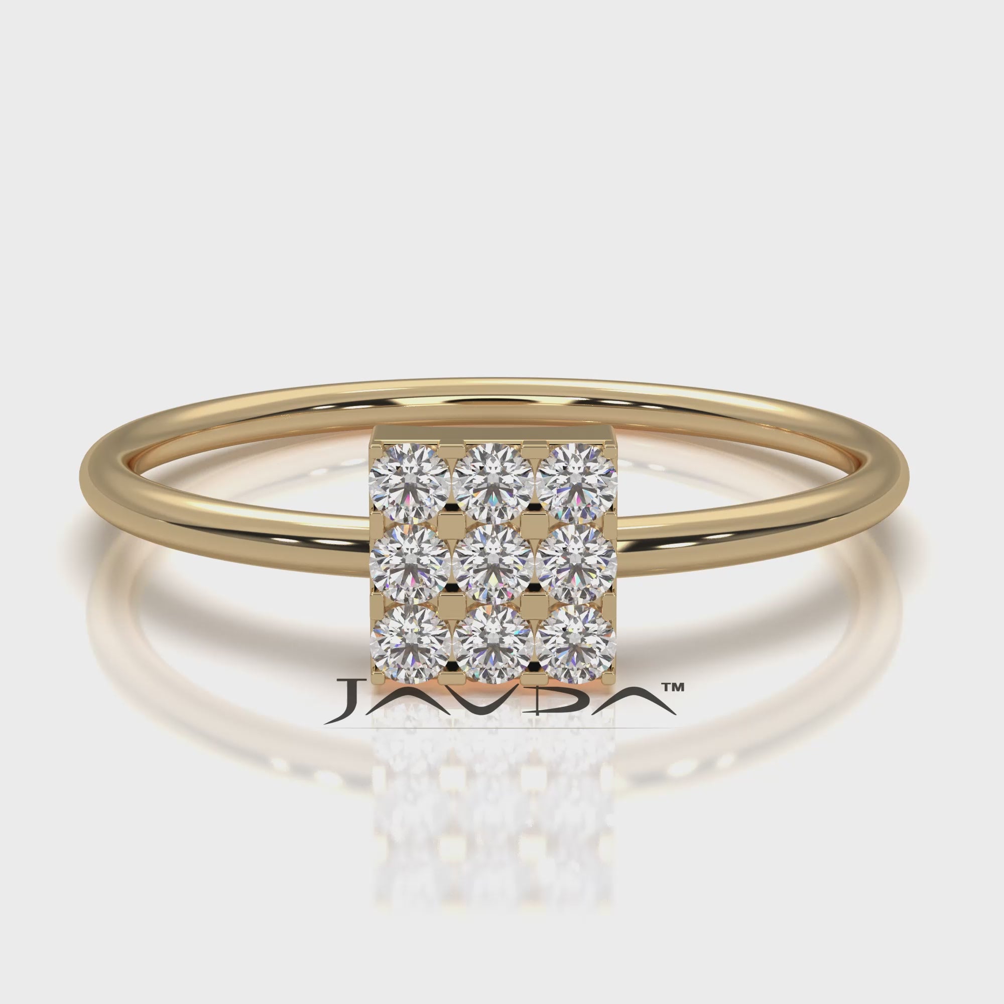 Sleek & Slim Square Shape Round Cut Lab Diamond Fashion Ring 0.17ctw.