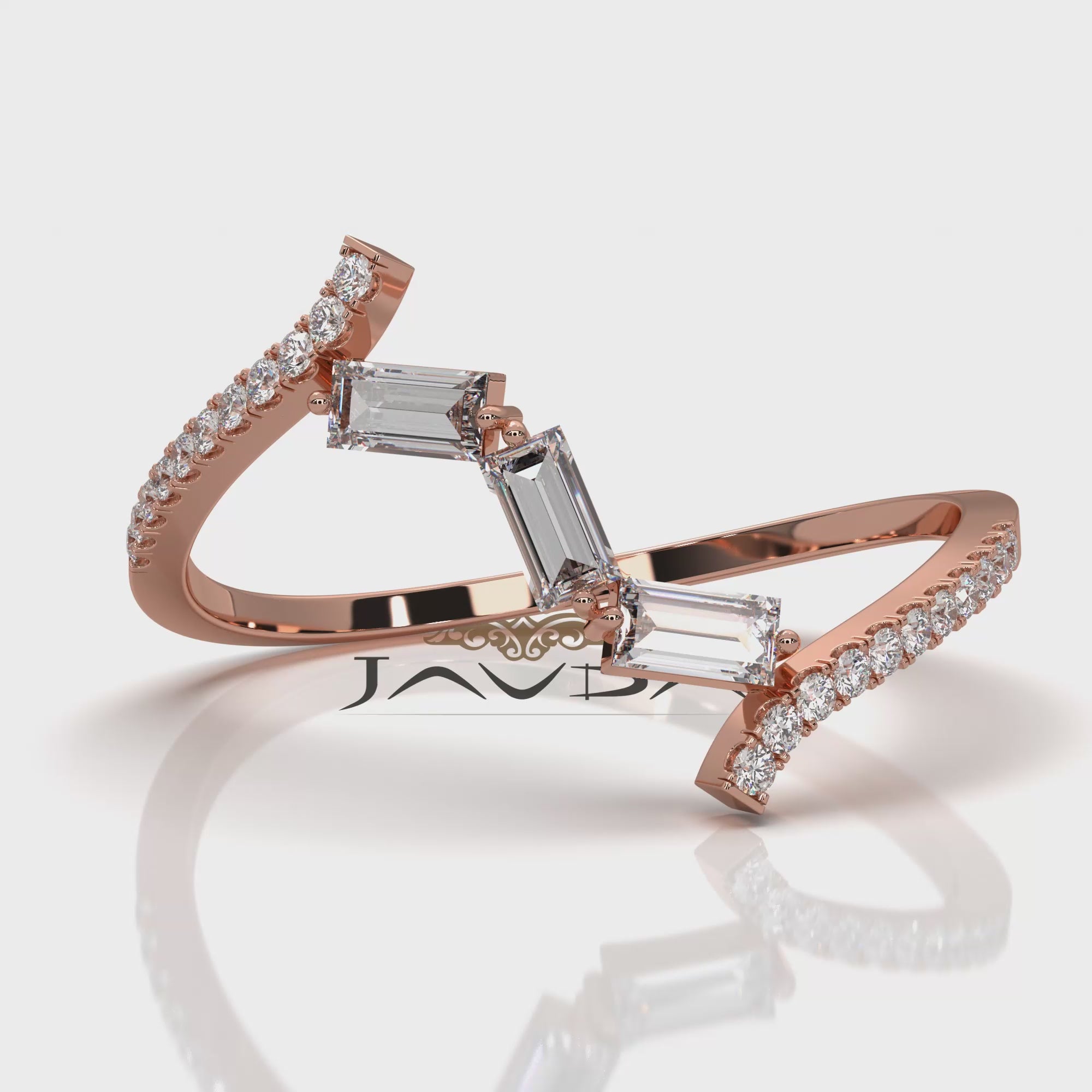 Minimalist Baguette Round Lab Diamond Fashion Ring 0.21ctw.