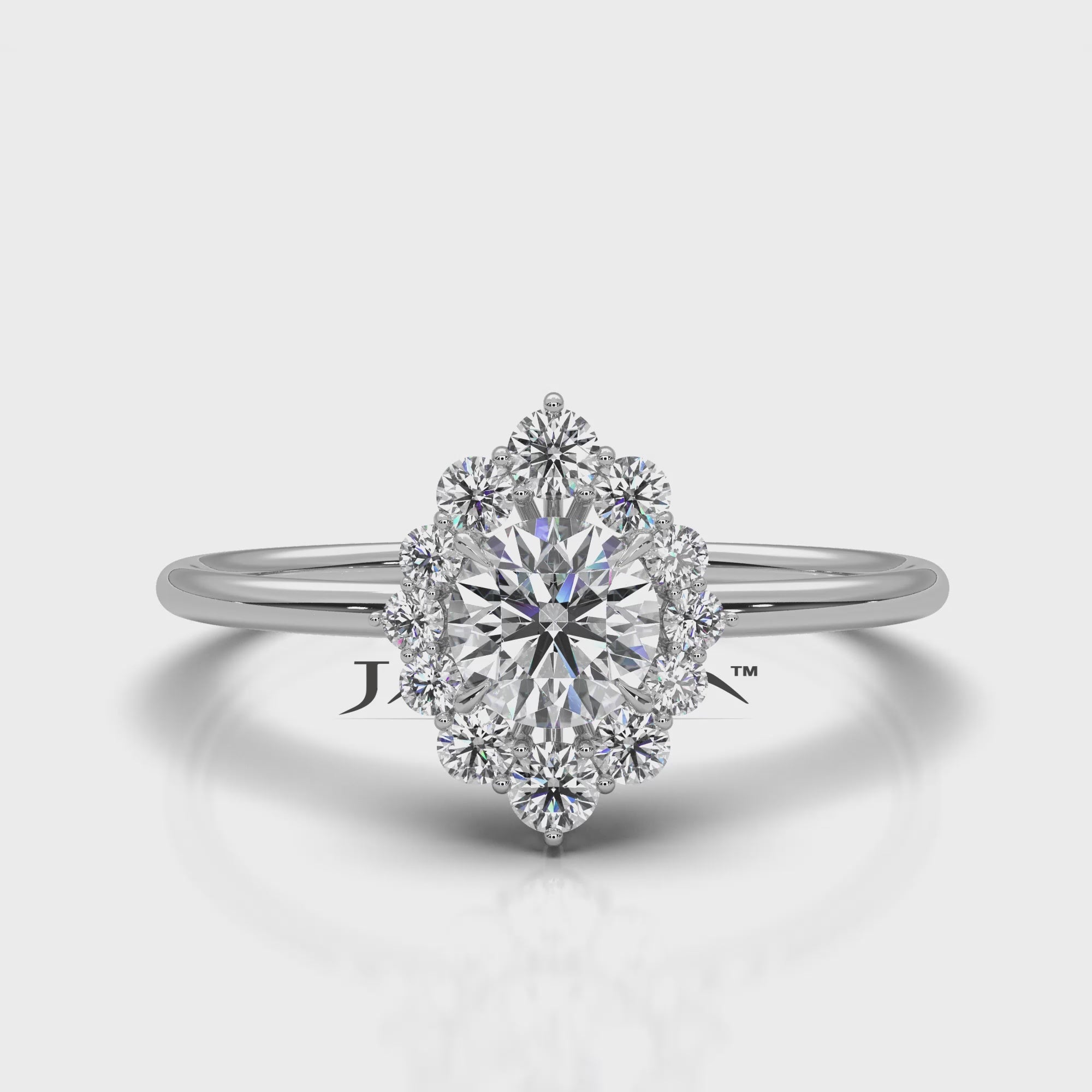 Prong Set Scalloped Halo Round Lab Diamond Fashion Ring 0.65ctw.