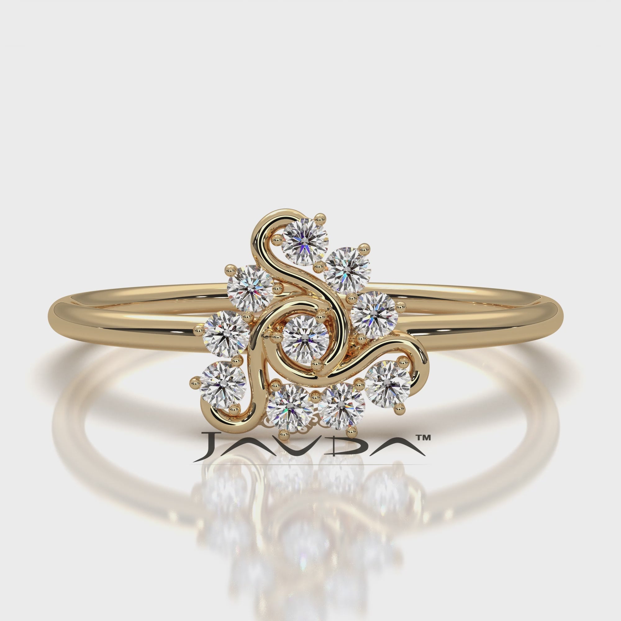 Prong Set Swirl Minimalist Round Lab Diamond Fashion Ring 0.15ctw.