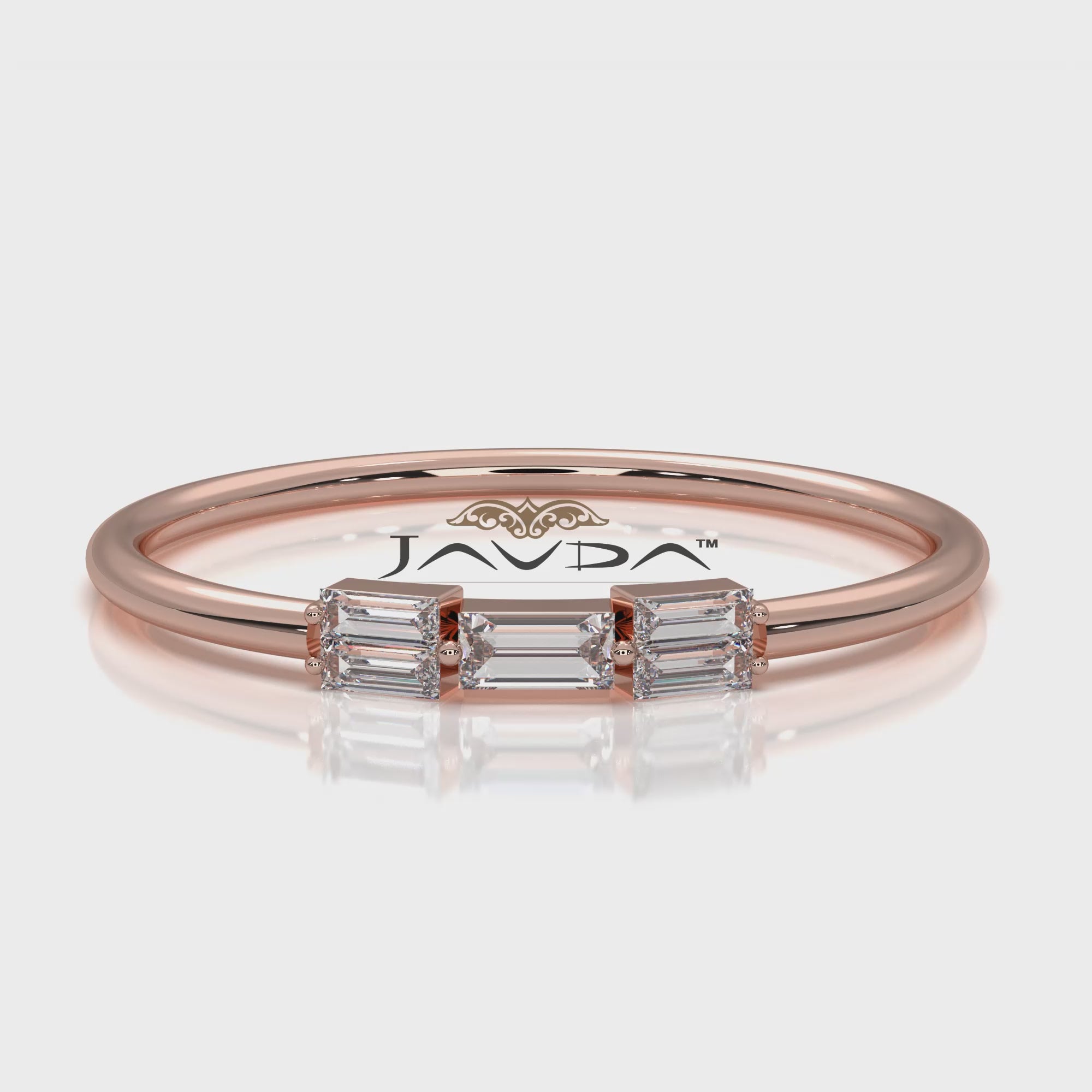 High Polished Slim and Sleek Stackable Baguette Lab Diamond Ring 0.11ctw.