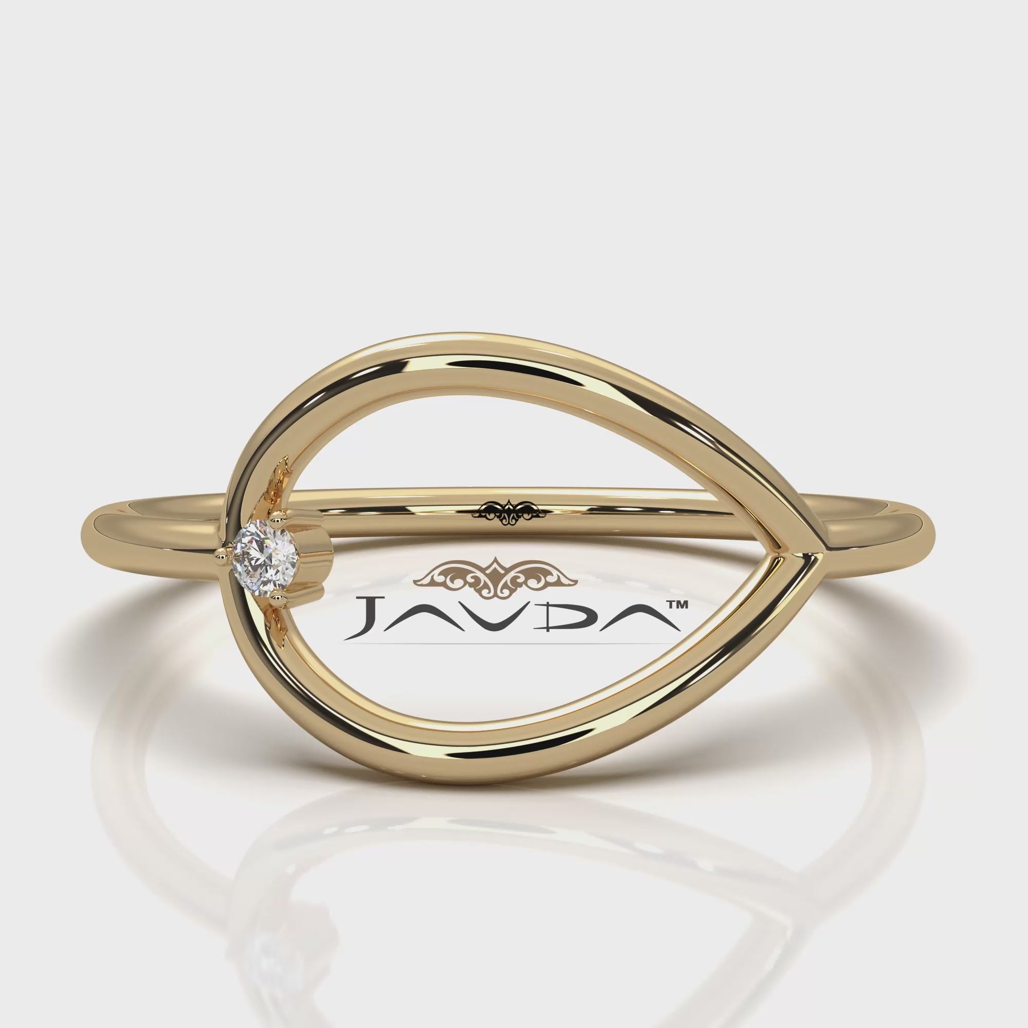 Sleek and Slim Profile Fashionable Open Round Lab Diamond Ring 0.02ctw.