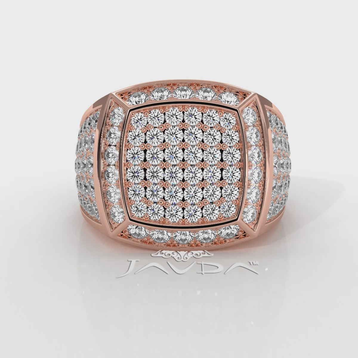 Modern Edge 14K White Gold Men's Square Lab Diamond Ring 3.11ctw