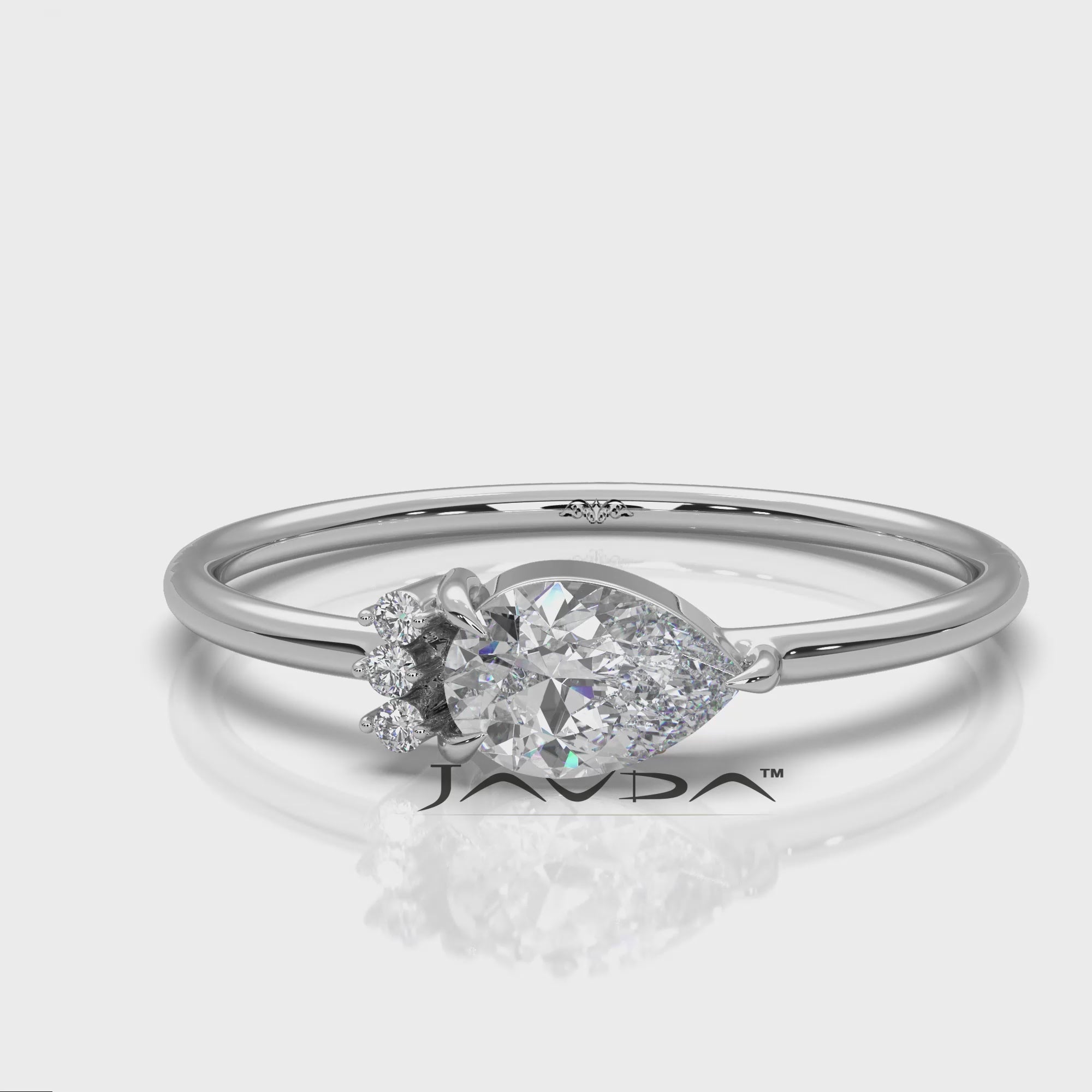 Snow Owl Mini Cluster Pear Lab Diamond Fashion Ring 0.37ctw.