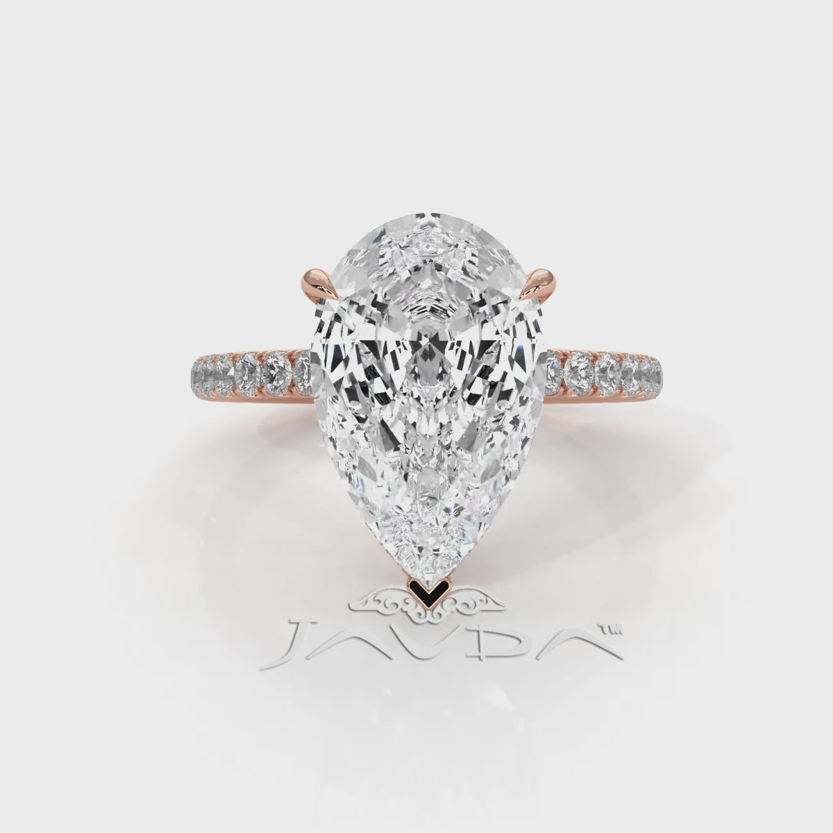 French U Pave Set Hidden Halo Lab Grown Diamond Engagement Ring IGI Certified 3.52 Ctw.