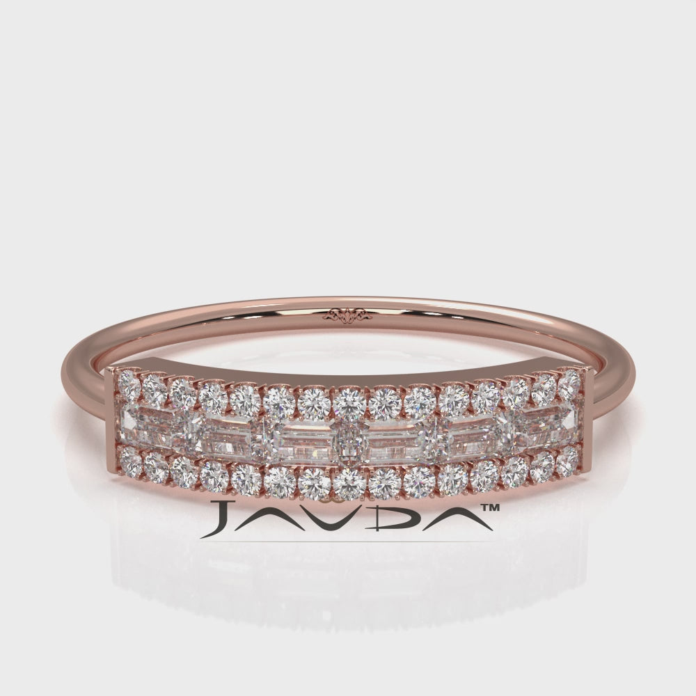 Womens Baguette And Round Lab Diamond Fashion Band Ring 0.33ctw.