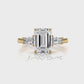 3 Stone Emerald Lab Grown Diamond Engagement Ring IGI Certified 14k White Gold 2.61 Ctw.