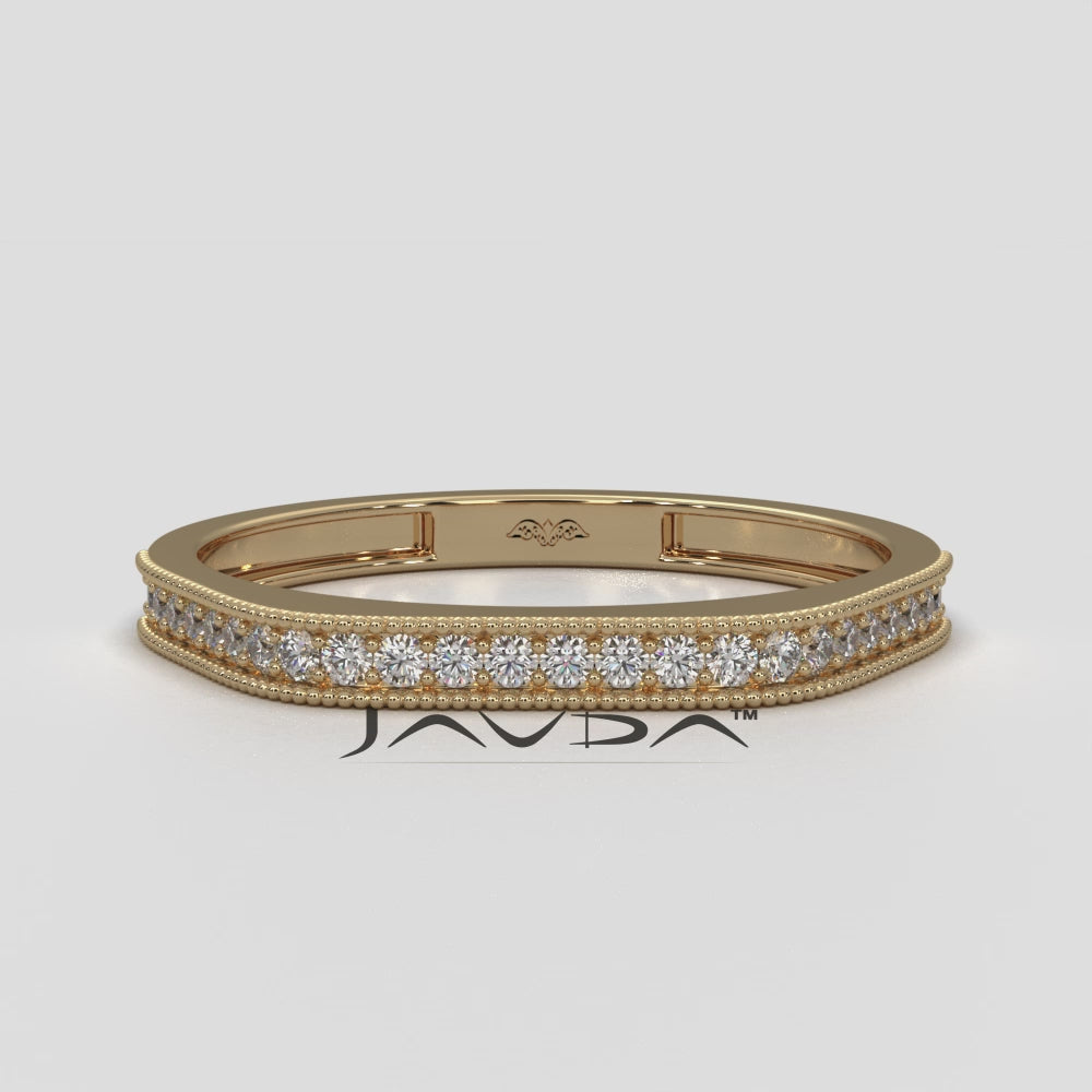 Round Lab Diamond Milgrain Edge Wedding Ring 0.16ctw.