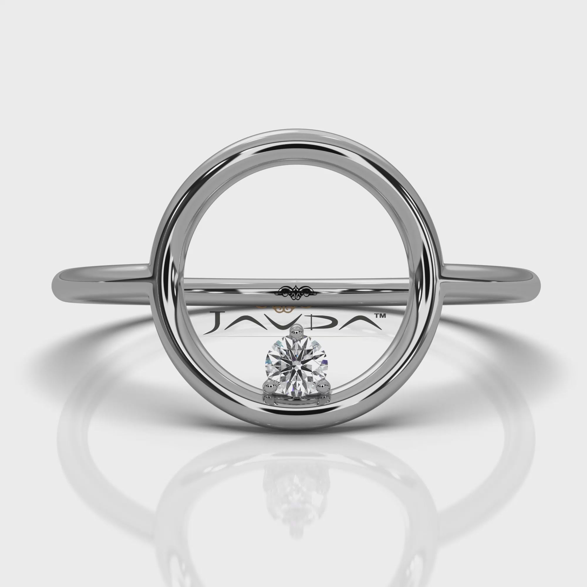 Sleek Open Circle Minimalist Round Lab Diamond Designer Ring 0.04ctw.