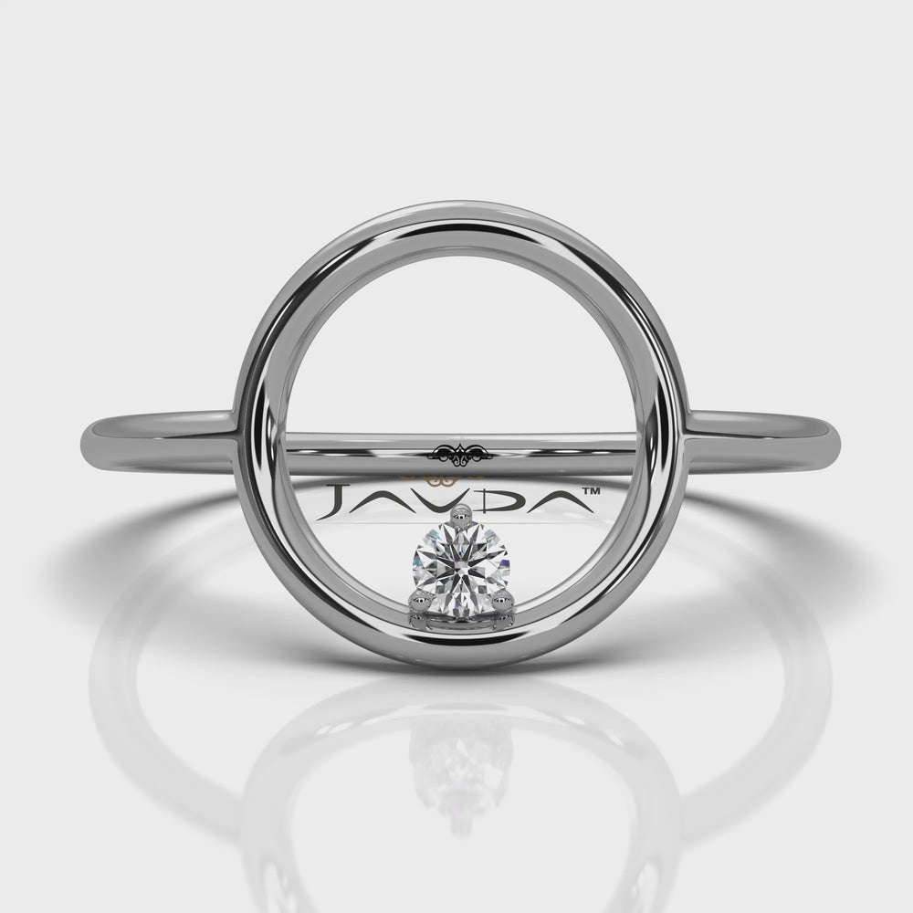 Sleek Open Circle Minimalist Round Lab Diamond Designer Ring 0.04ctw.