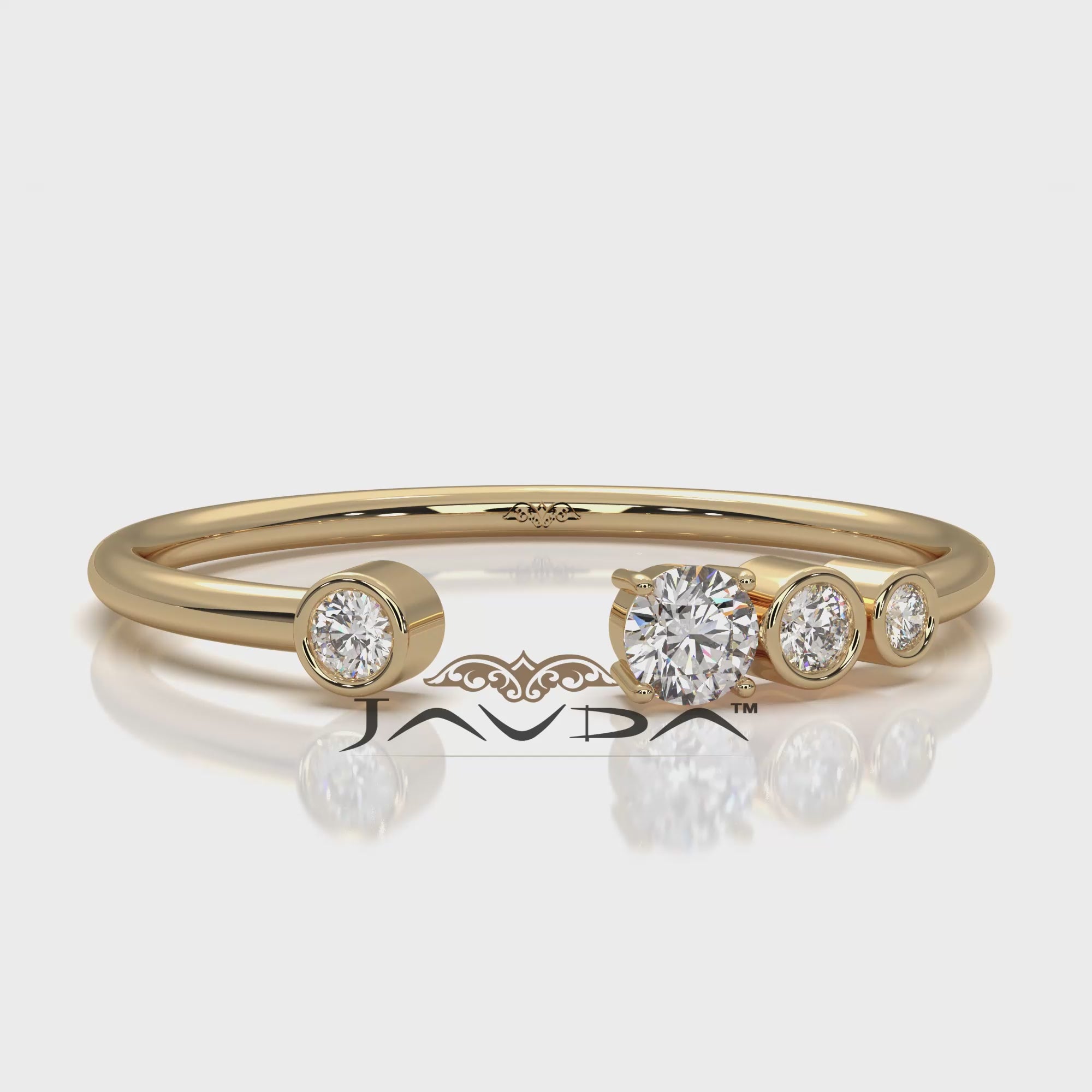 Minimalist Open Cuff Bezel Prong Round Lab Diamond Fashion Ring 0.12ctw.