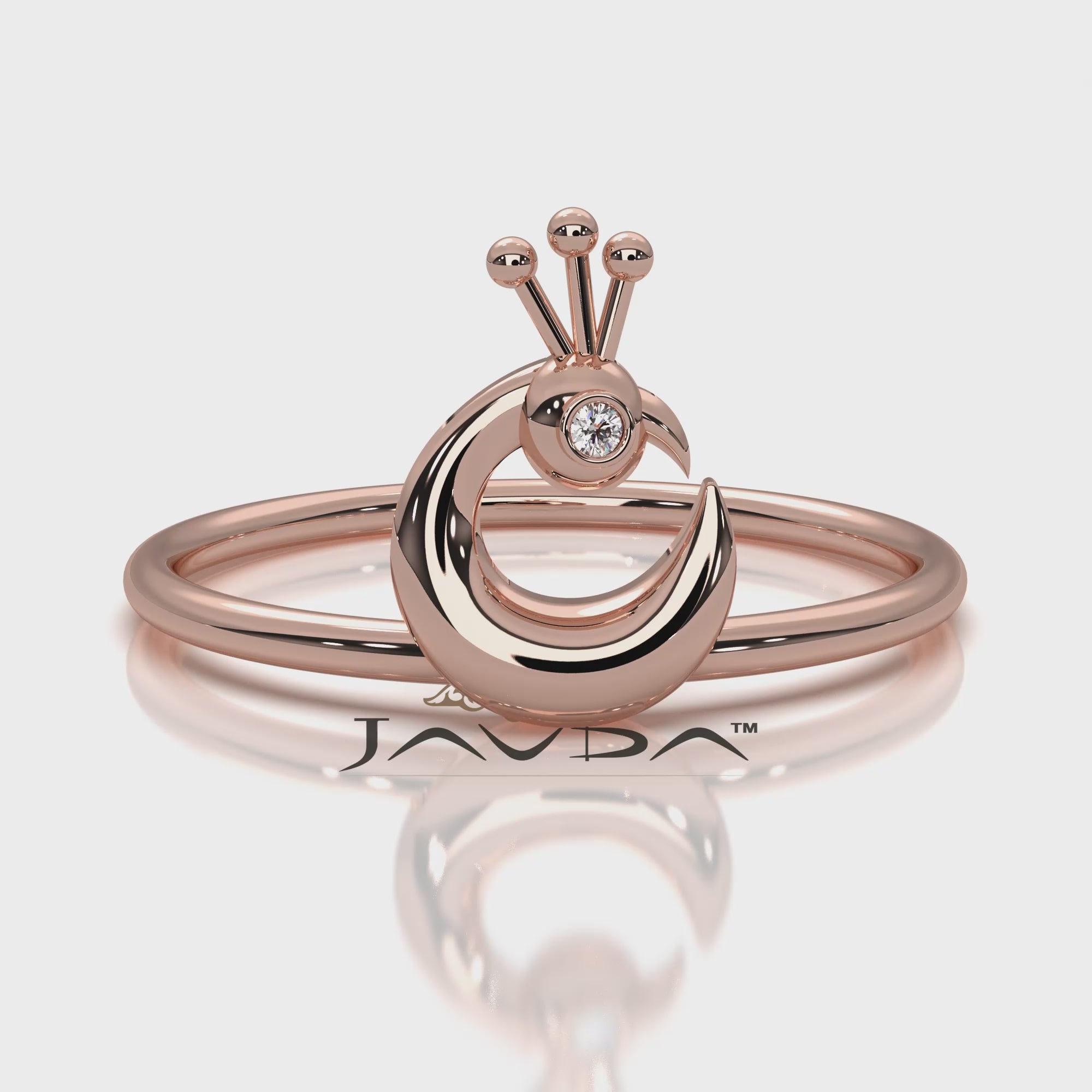 Bezel Set Fashionable Light Weight Peacock Lab Diamond Ring 0.01ctw.