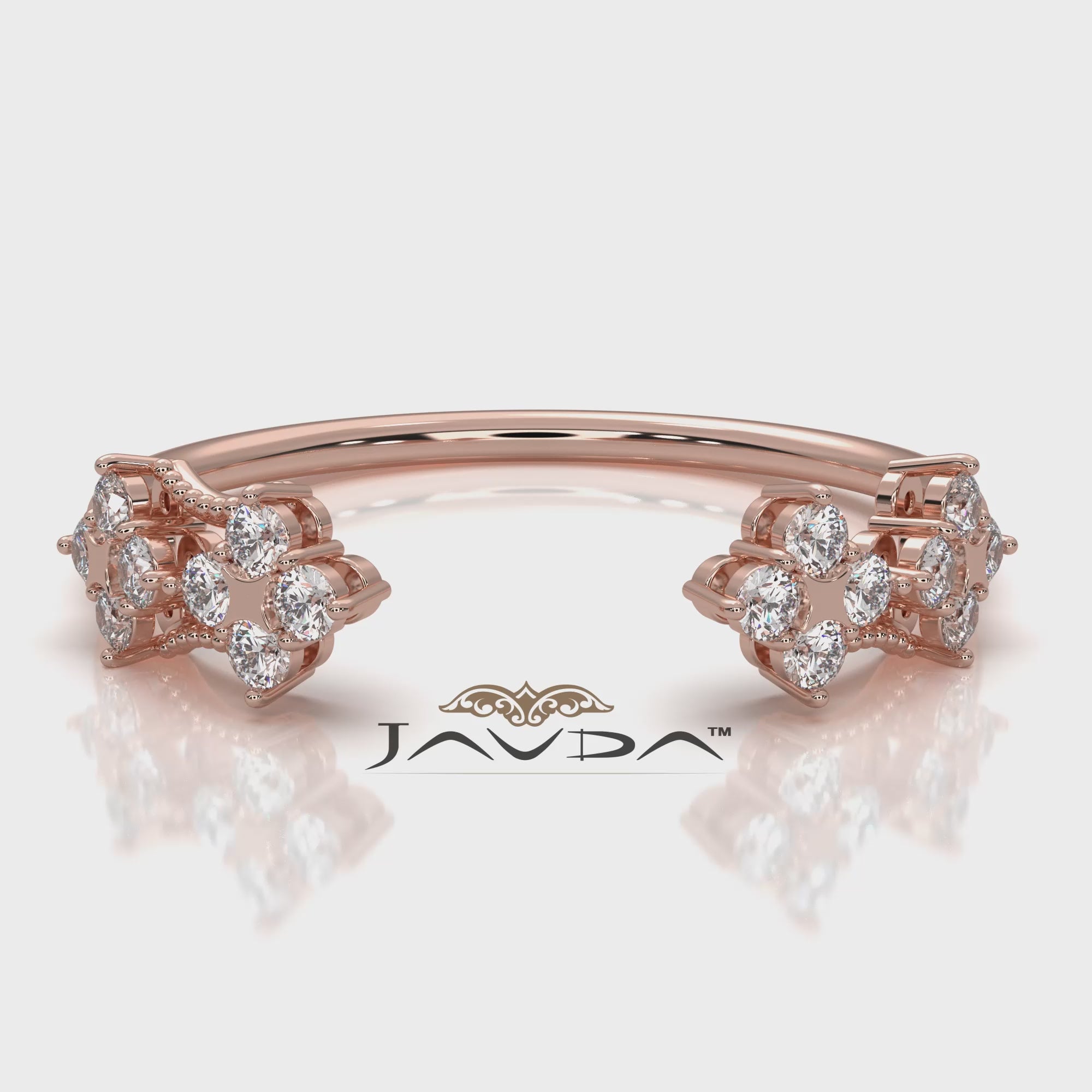 Stackable Open Cuff Prong Set Round Lab Diamond Anniversary Ring 0.2ctw.