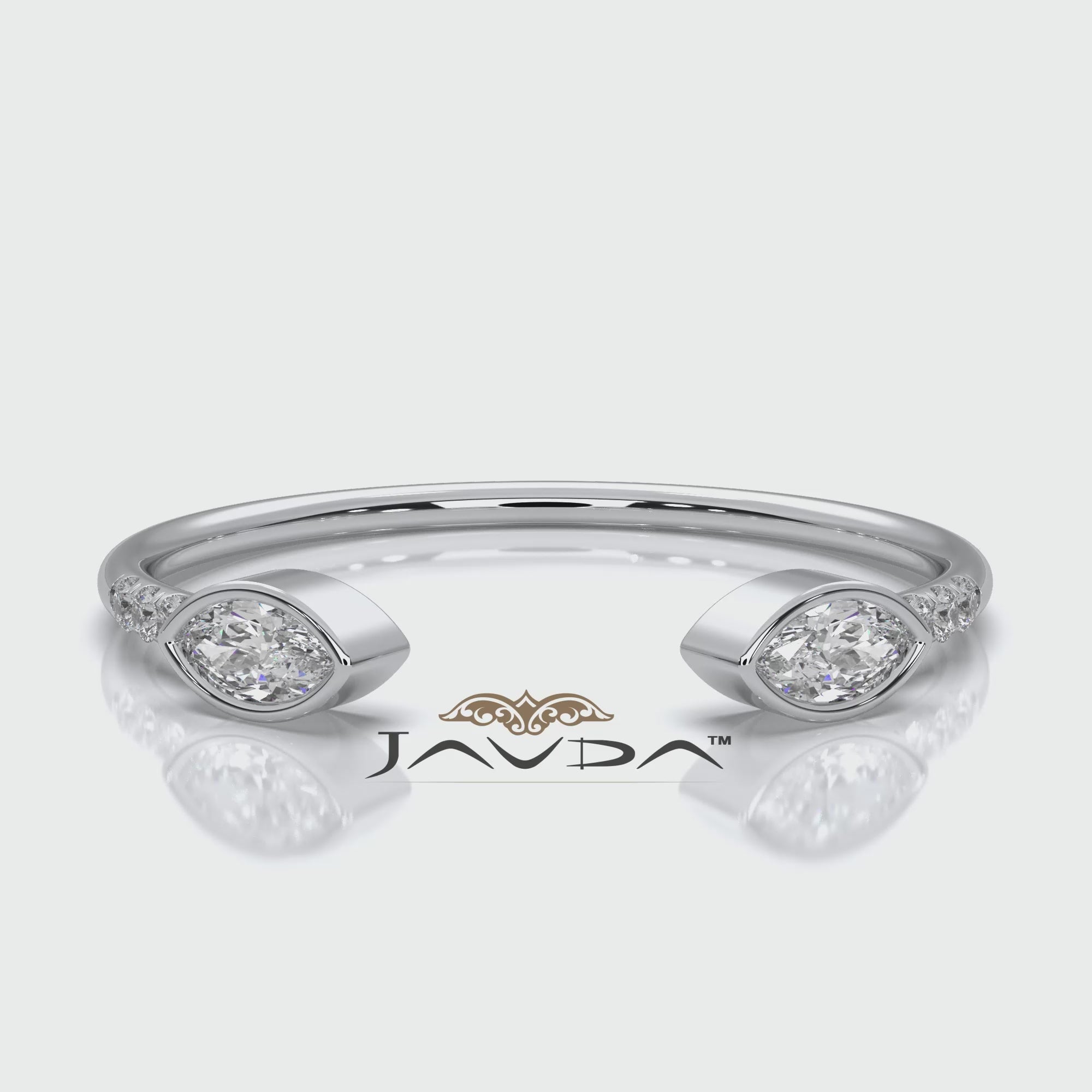 Minimalist Marquise Shape Open Lab Diamond Fashion Ring 0.13ctw.