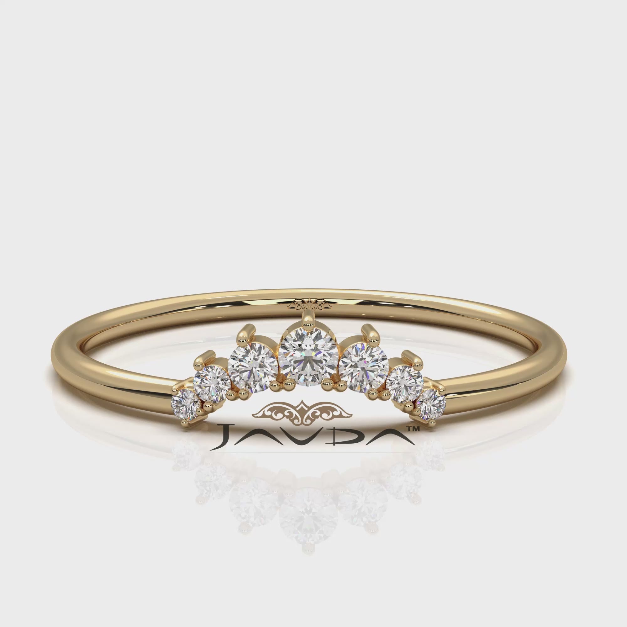 Minimalist Petite Stackable Curved Round Lab Diamond Fashion Ring 0.09ctw.