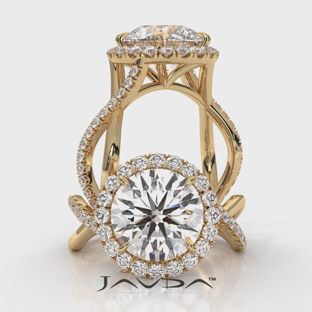 Twisted Halo XOXO Style Lab Grown Diamond Engagement Ring IGI Certified 3.70 Ctw.