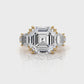 Asscher cut Lab Grown Diamond Engagement 3 Stone Ring IGI Certified 14k White Gold 8.7 Ctw.