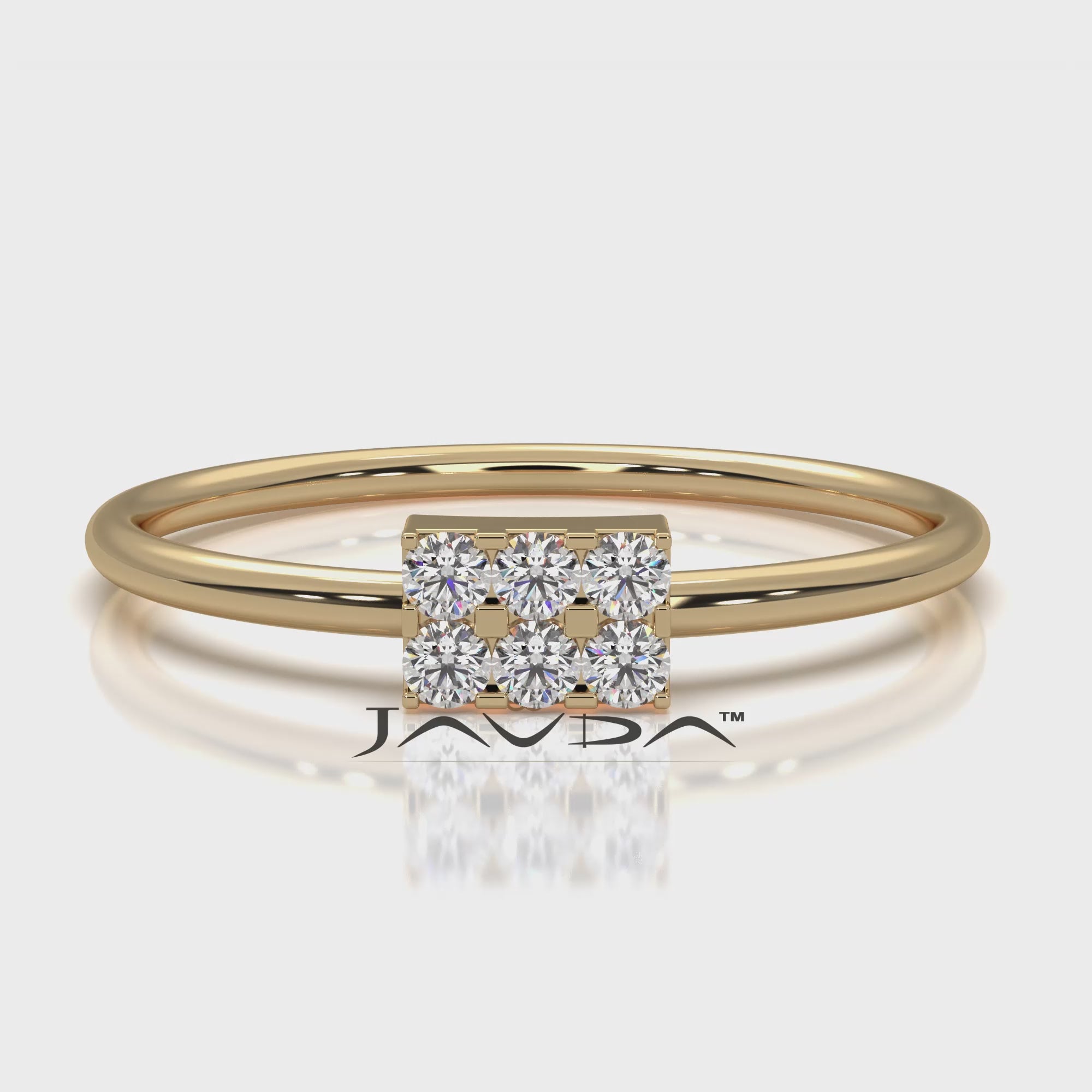 Slim Minimalist Rectangle Shape Lab Diamond Engagement Ring 0.11ctw.