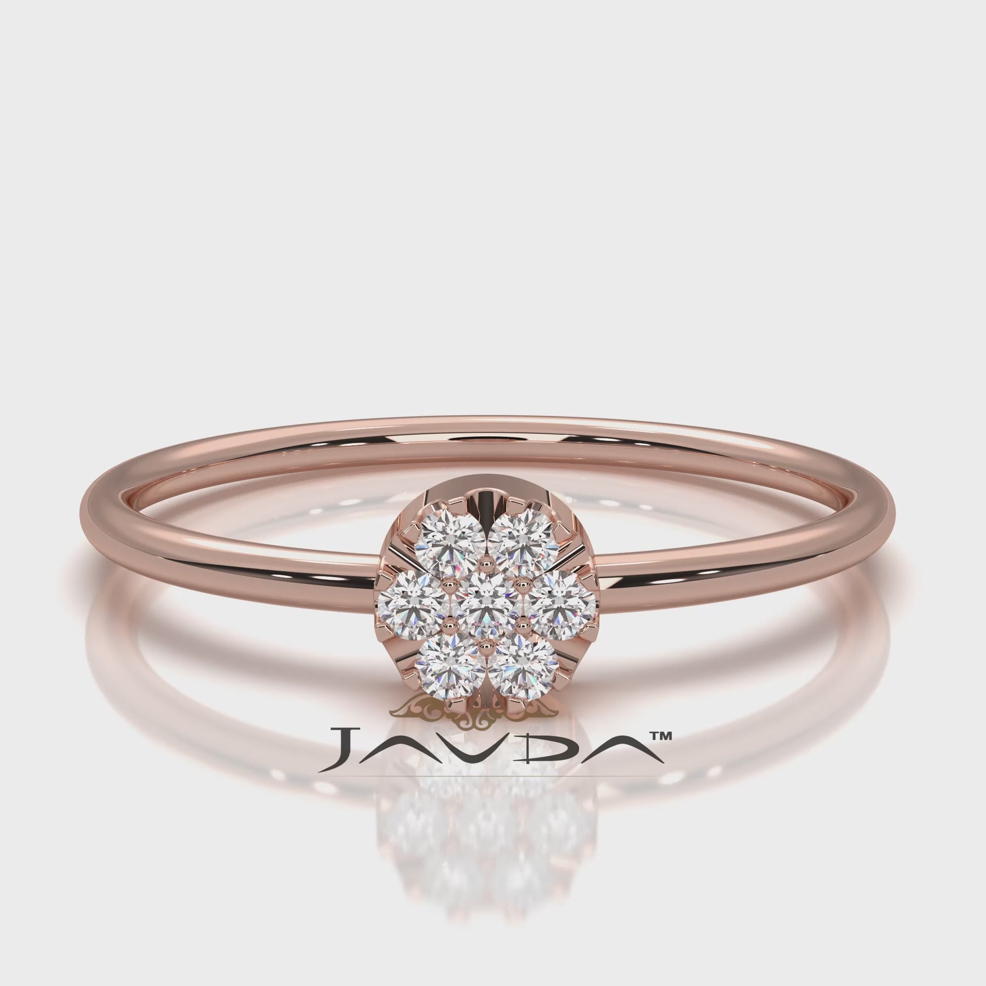 Unique Cluster Round Lab Diamond Prong Set Promise Ring 0.09ctw.