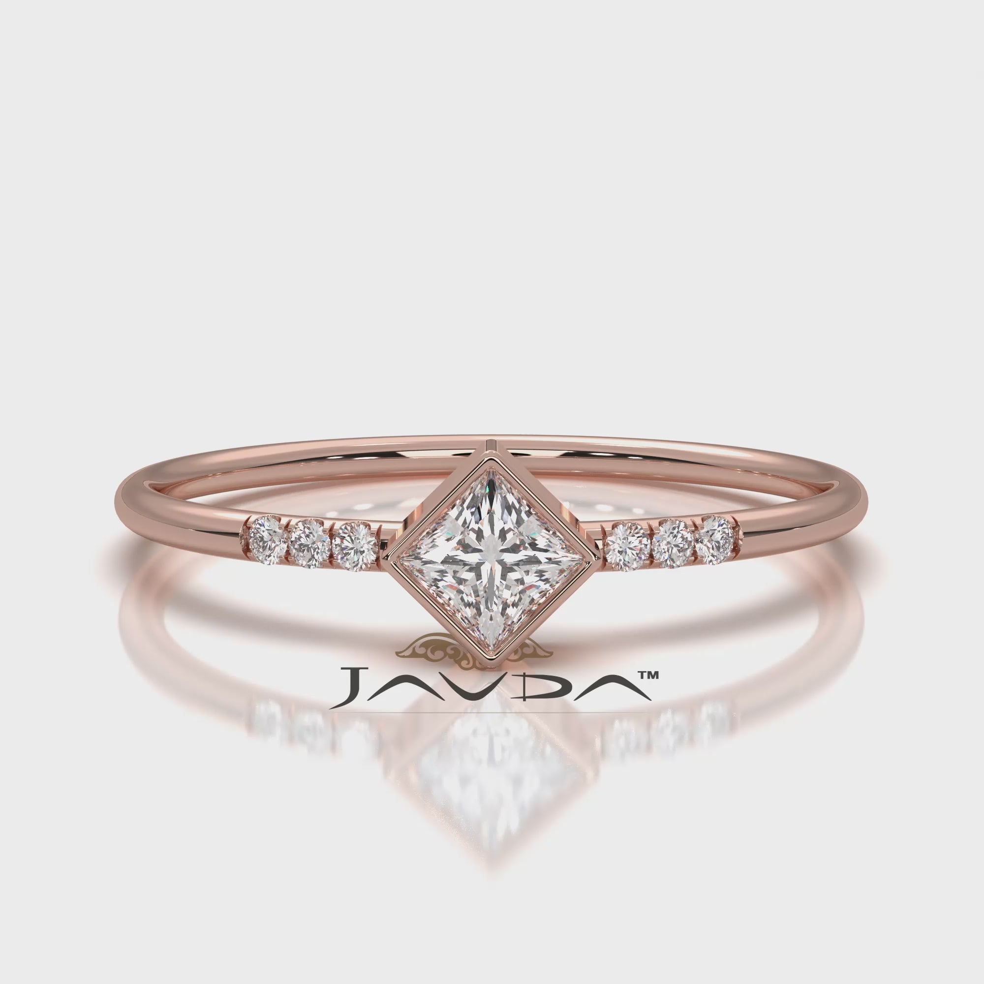 Princess Lab Diamond Bezel Set Fashion Anniversary Ring 0.20ctw.