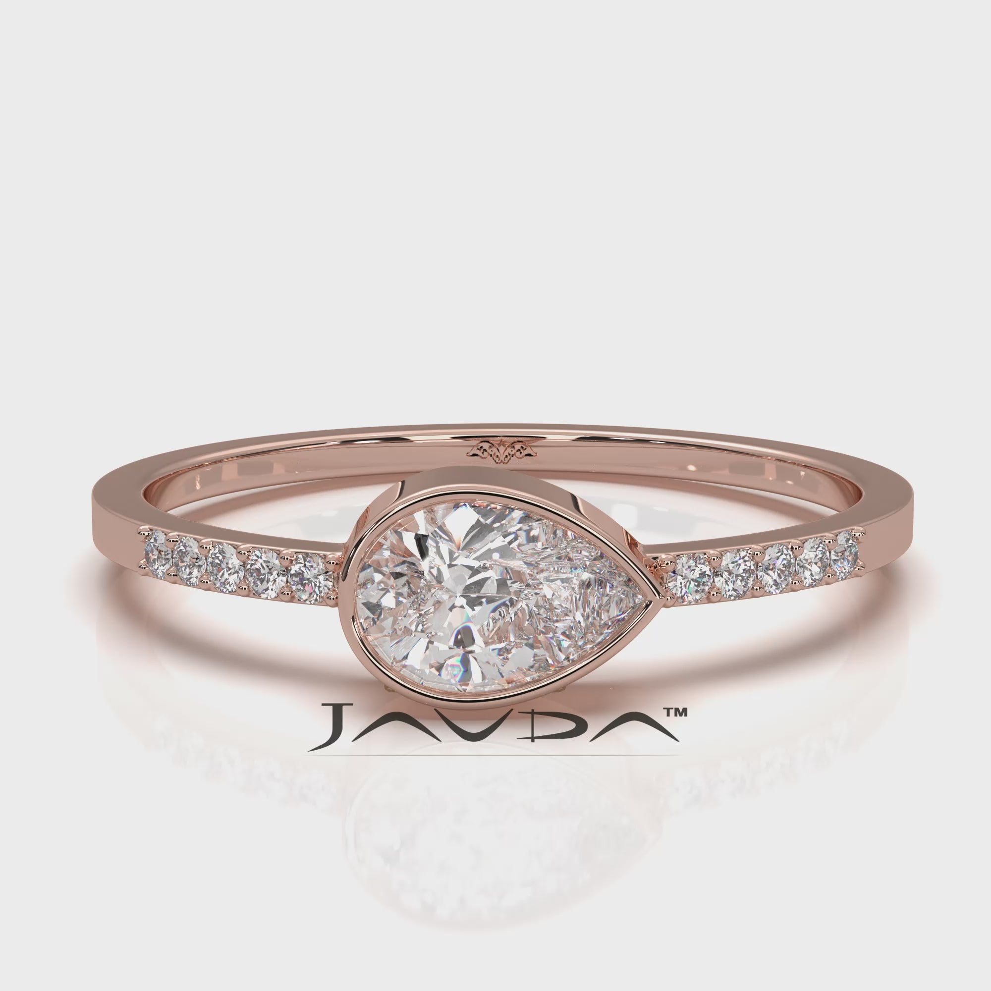 Stackable Minimal Pear Bezel Set Pear Lab Diamond Fashion Ring 0.39ctw.