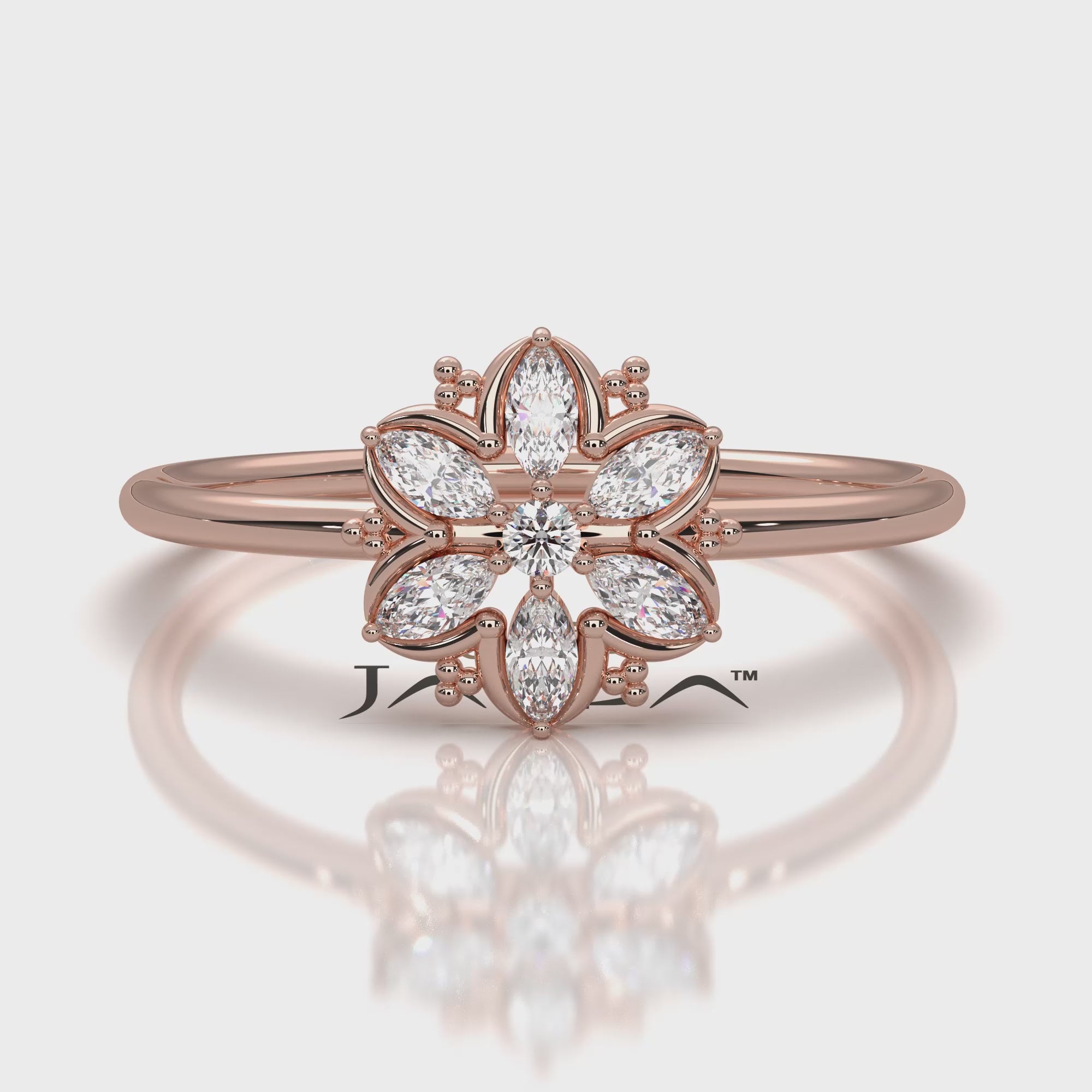 Minimalist Flower Fashion Lab Diamond Engagement Ring 0.15ctw.